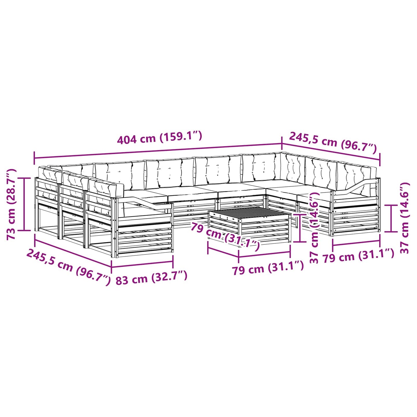 vidaXL Σειρά Καναπέ Εξωτερικού 10 pcs Λευκό και Κρεμ Πολυεστέρας