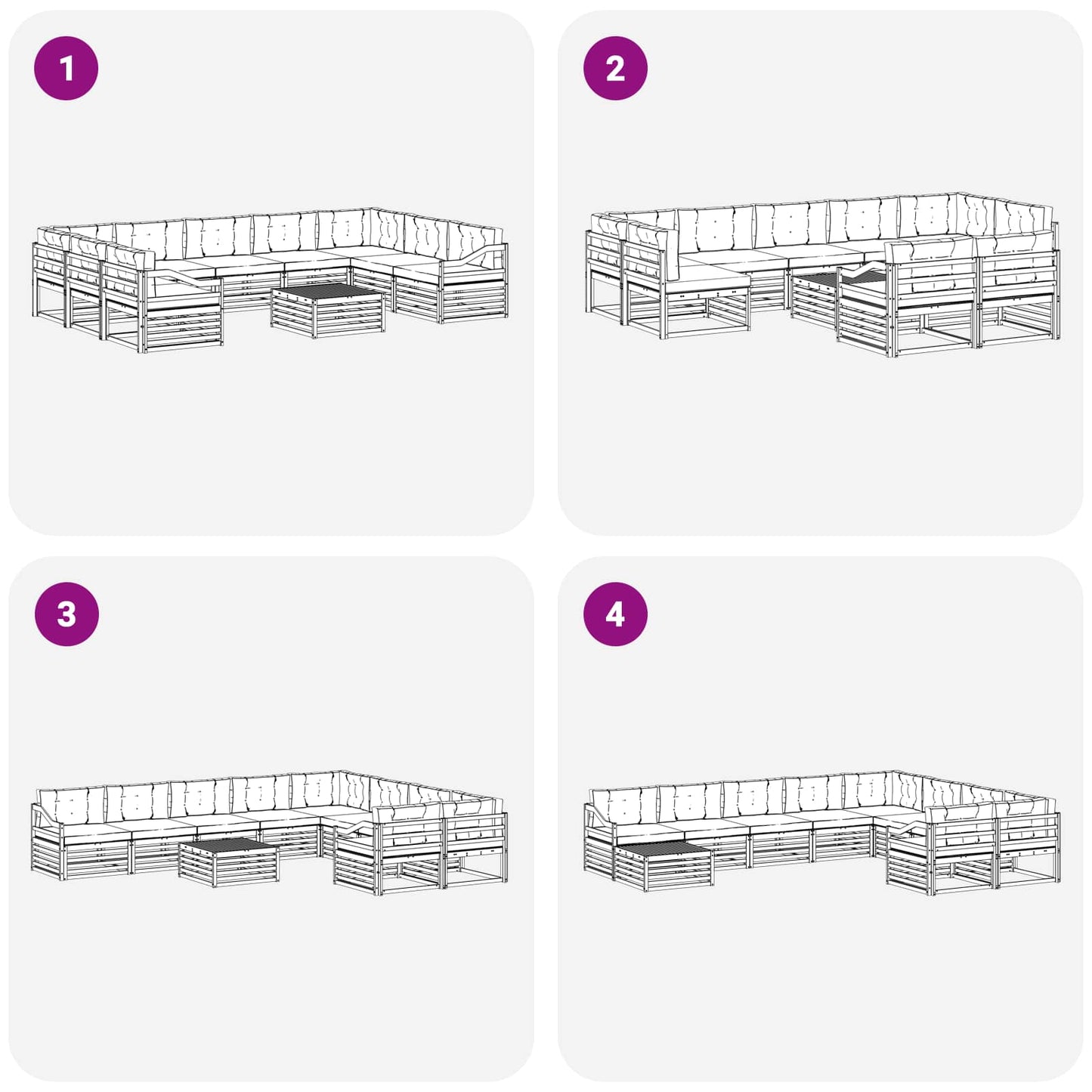 vidaXL Σειρά Καναπέ Εξωτερικού 10 pcs Λευκό και Μπεζ Πολυεστέρας
