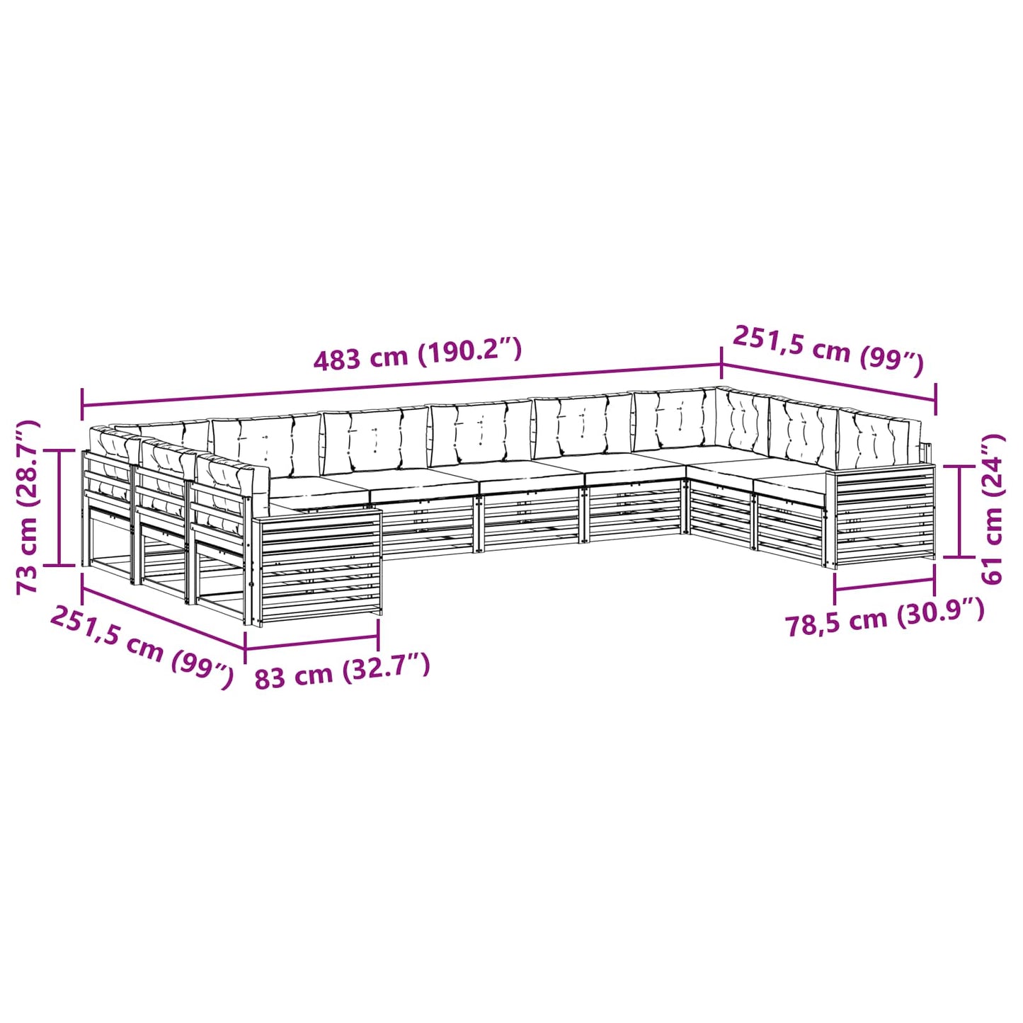 vidaXL Σετ Καναπέ 10 τμχ. Άσπρο και Ανθρακί Polyester