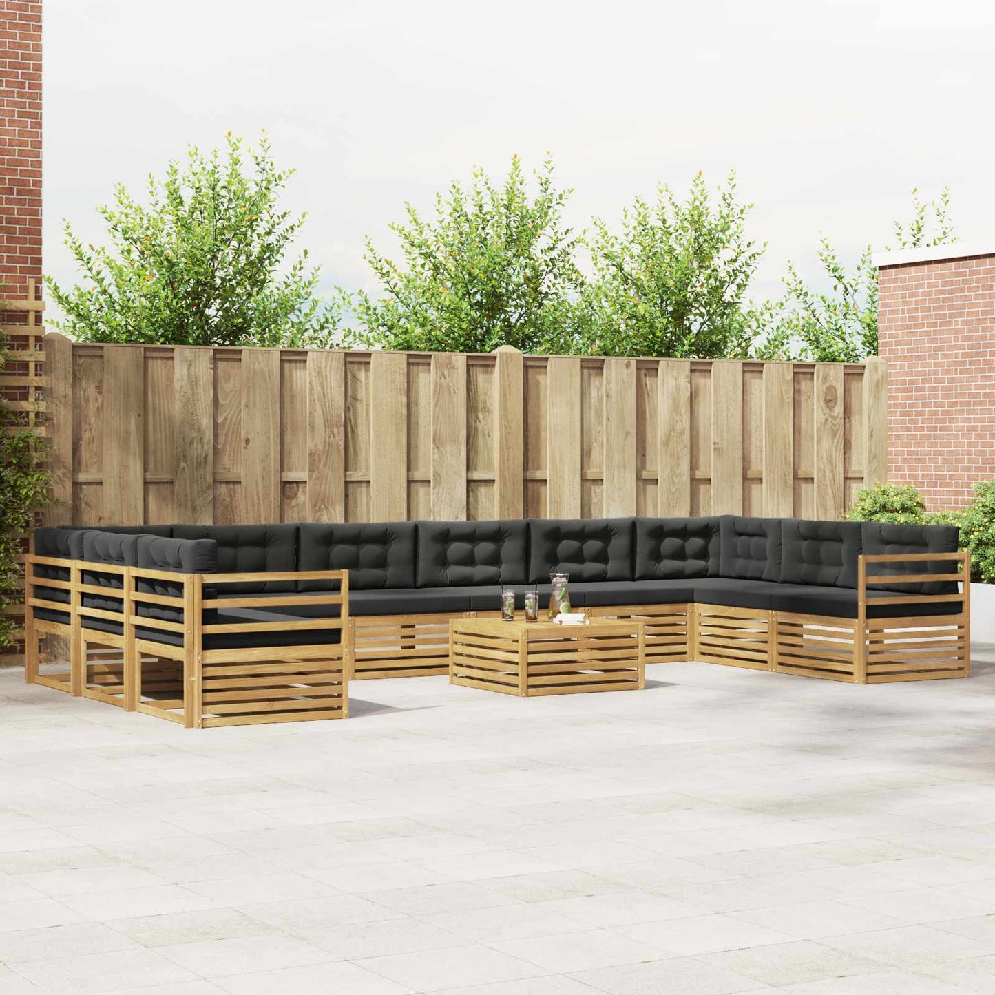vidaXL Σετ Καναπέ Στερεό Ξύλο Ακακίας