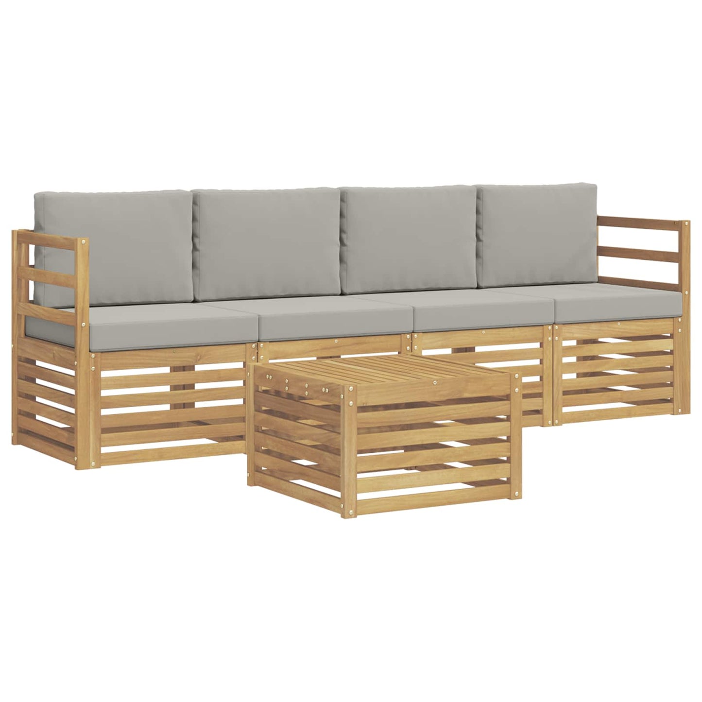 vidaXL Σειρά Καναπέ Εξωτερικού 5 pcs Λευκό και Ανοιχτό Γκρι