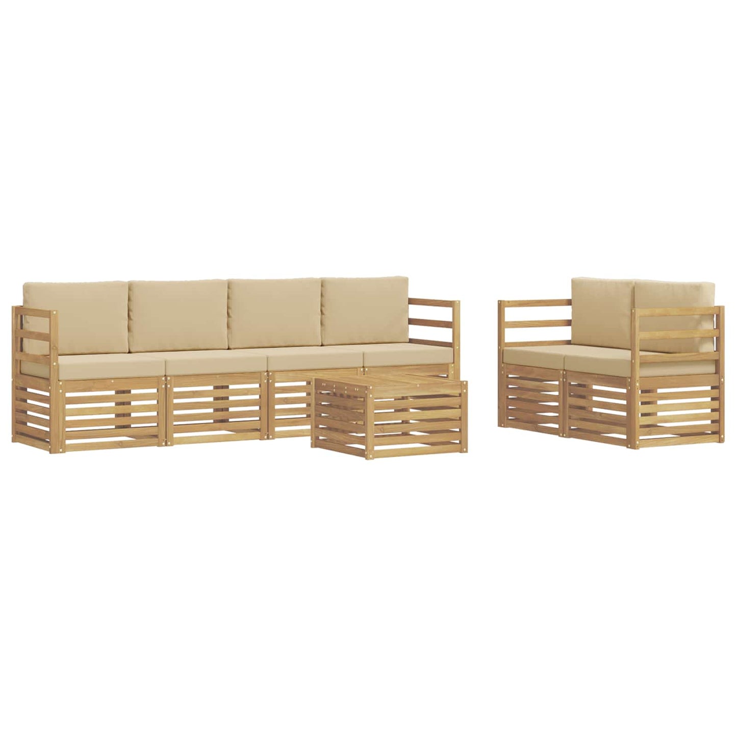vidaXL Σειρά Καναπέ Εξωτερικού 7 pcs Λευκό και Μπεζ Πολυεστέρας