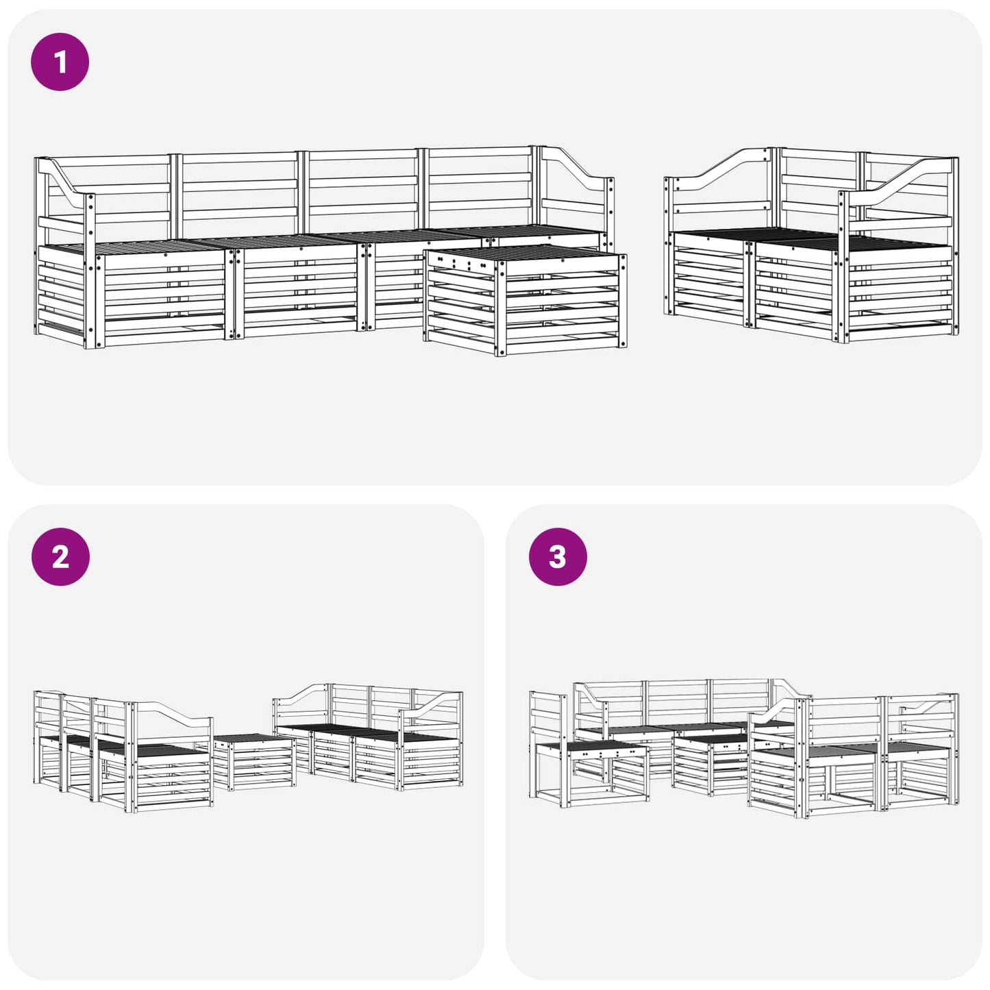 vidaXL Σειρά Καναπέ Εξωτερικού 7 pcs Λευκό Στερεό Ξύλο Ακακίας