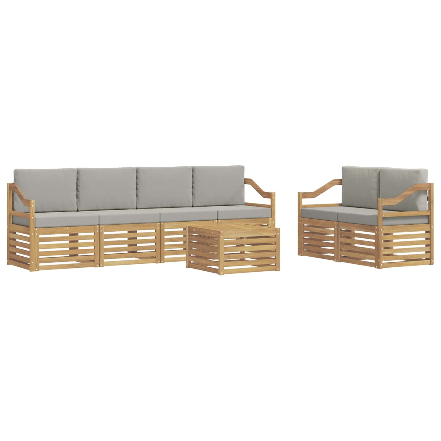 vidaXL Σειρά Καναπέ Εξωτερικού 7 pcs Λευκό και Ανοιχτό Γκρι