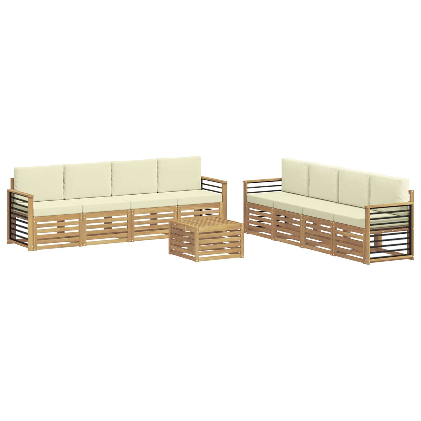vidaXL Σετ Καναπέ με μαξιλάρι 9 pcs Λευκό και Κρεμ Πολυεστέρας