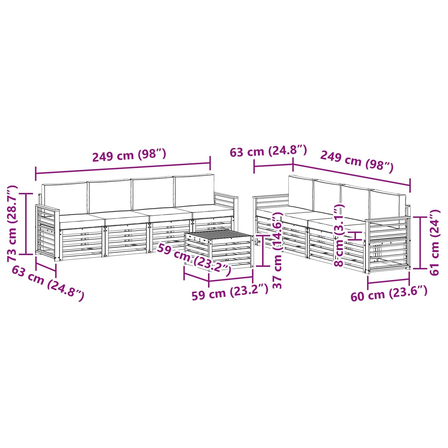 vidaXL Σετ Καναπέ με μαξιλάρι 9 pcs Λευκό και Μπεζ Πολυεστέρας