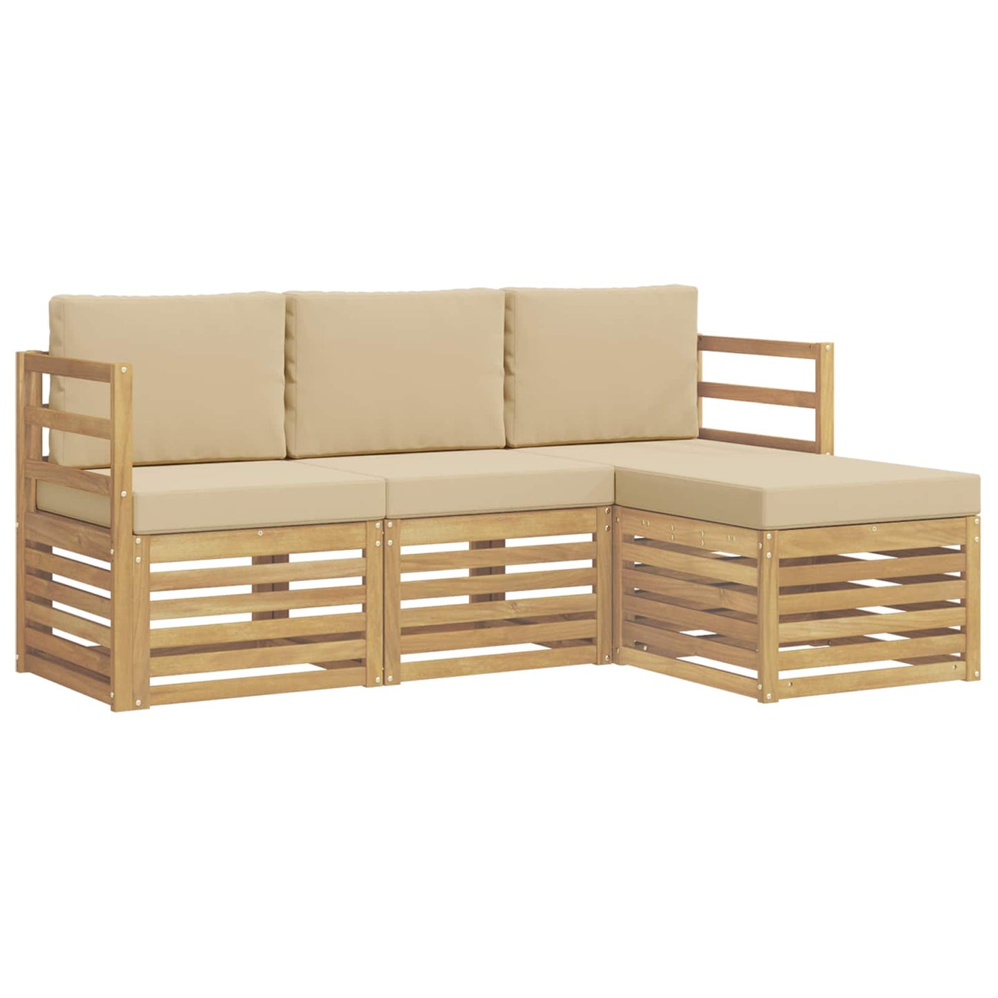 vidaXL Σειρά Καναπέ Εξωτερικού 4 pcs Λευκό και Μπεζ Πολυεστέρας