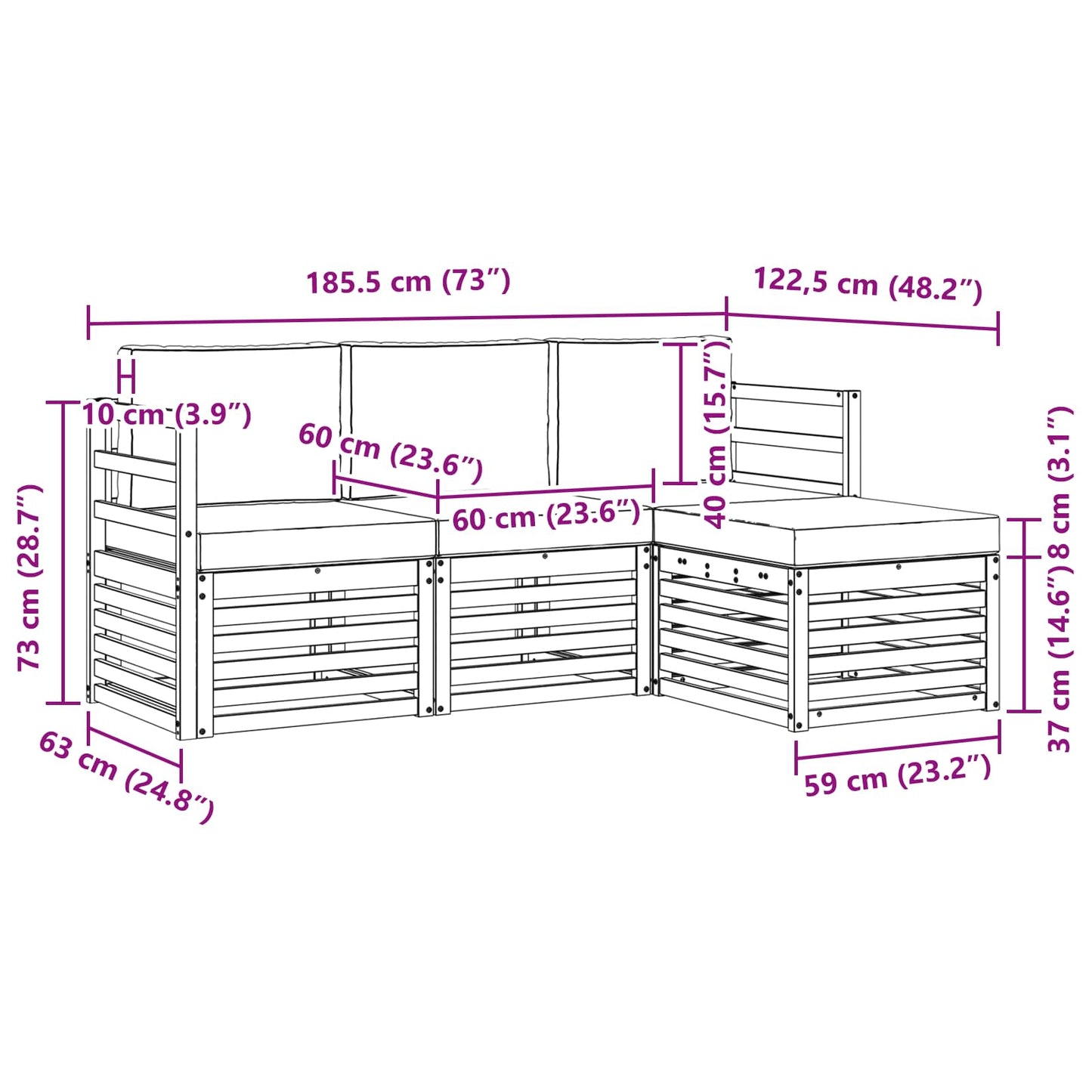 vidaXL Σειρά Καναπέ Εξωτερικού 4 pcs Λευκό και Μπεζ Πολυεστέρας
