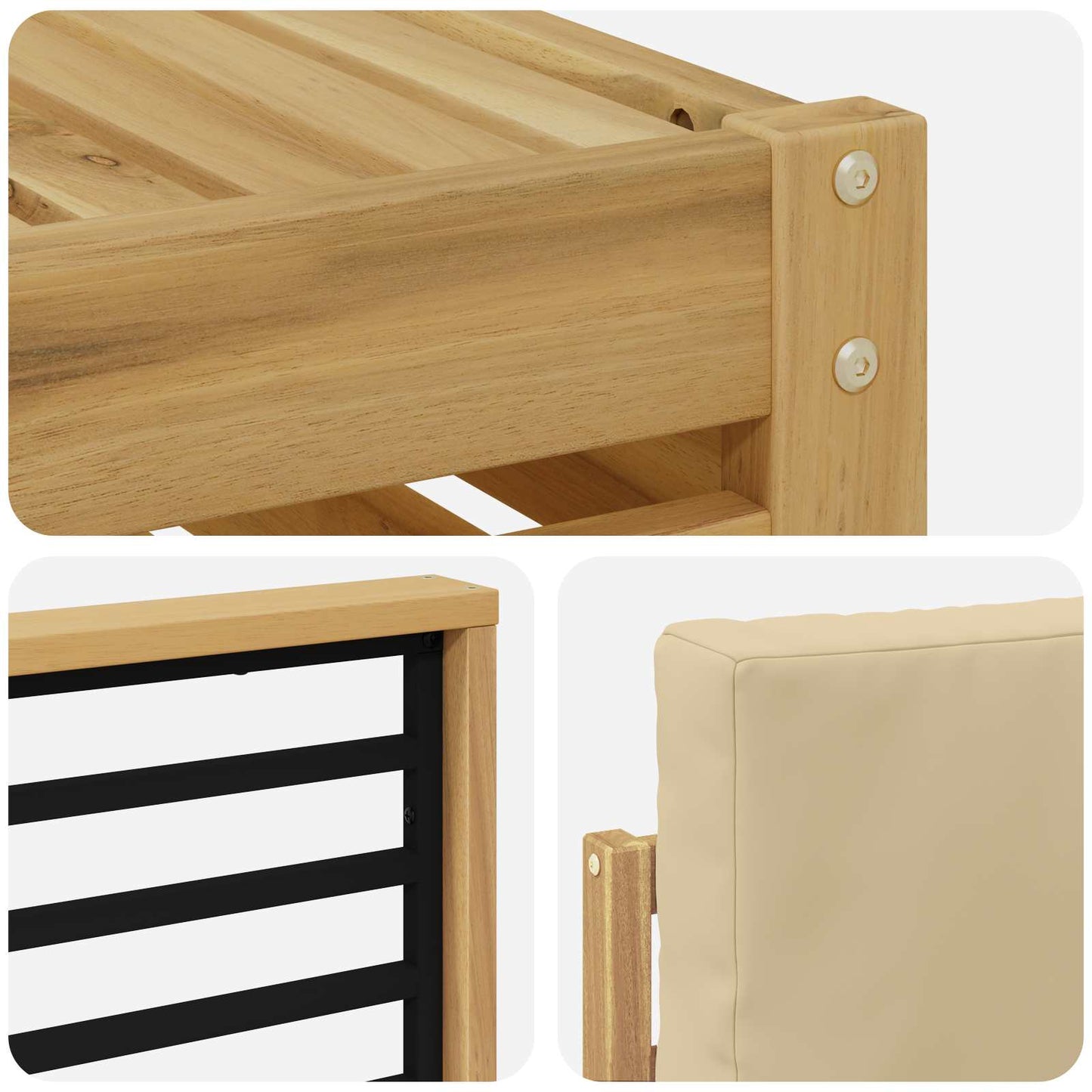 vidaXL Σειρά Καναπέ Εξωτερικού 4 pcs Λευκό και Μπεζ Πολυεστέρας