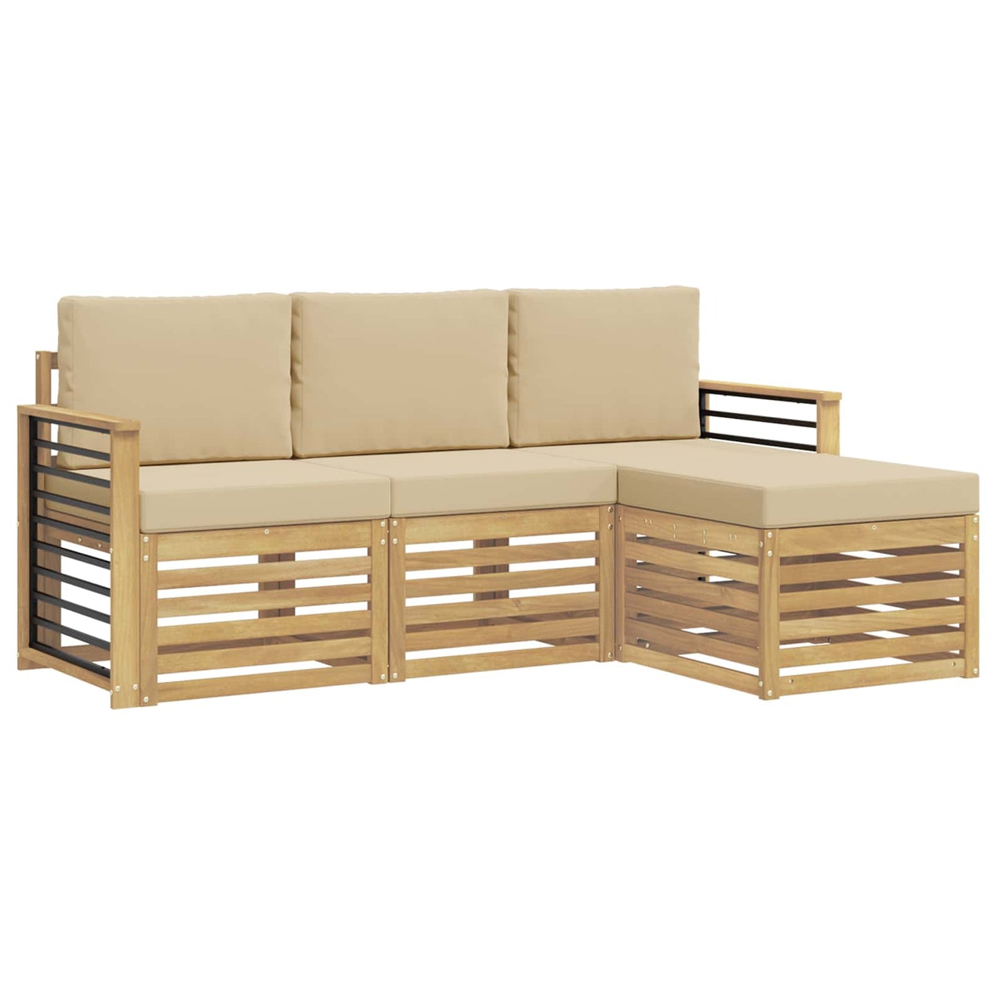 vidaXL Σειρά Καναπέ Εξωτερικού 4 pcs Λευκό και Μπεζ Πολυεστέρας