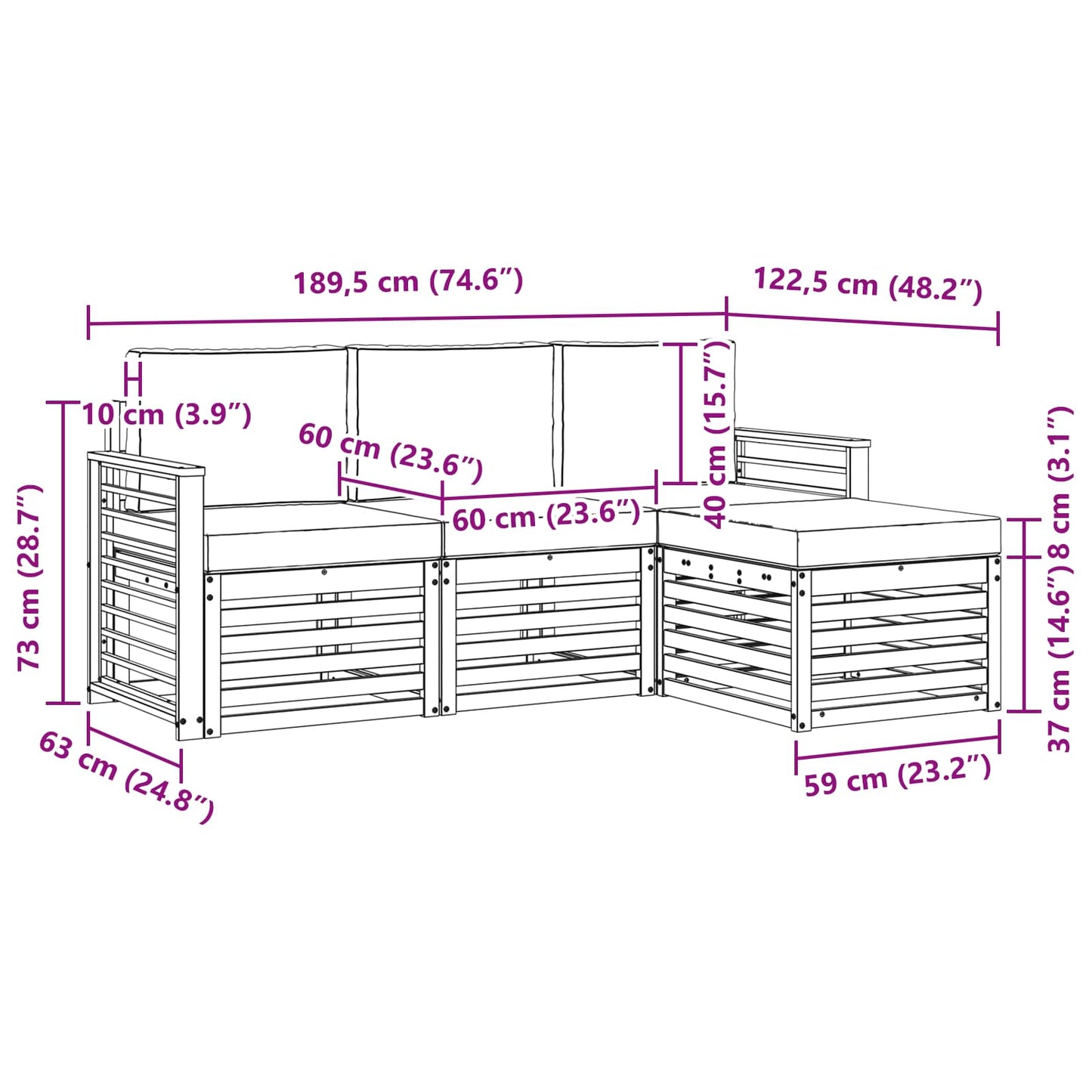 vidaXL Σειρά Καναπέ Εξωτερικού 4 pcs Λευκό και Μπεζ Πολυεστέρας