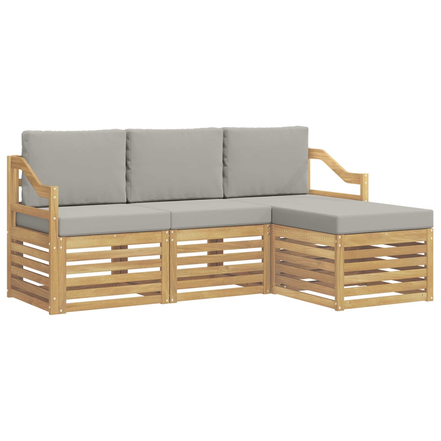 vidaXL Σειρά Καναπέ Εξωτερικού 4 pcs Λευκό και Ανοιχτό Γκρι
