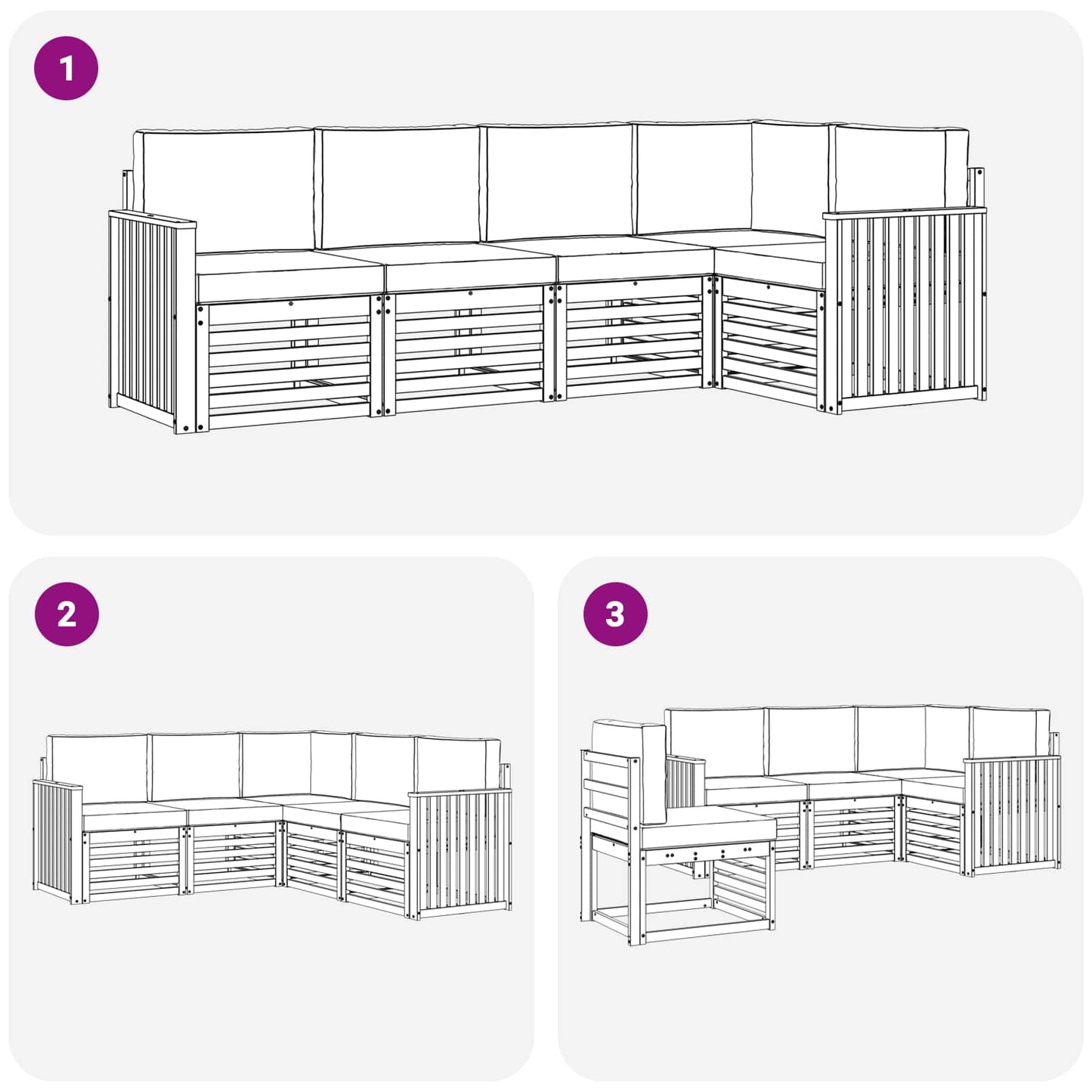 vidaXL Σειρά Καναπέ Εξωτερικού 5 τμχ. Άσπρο και Ανθρακί Πολυεστέρας