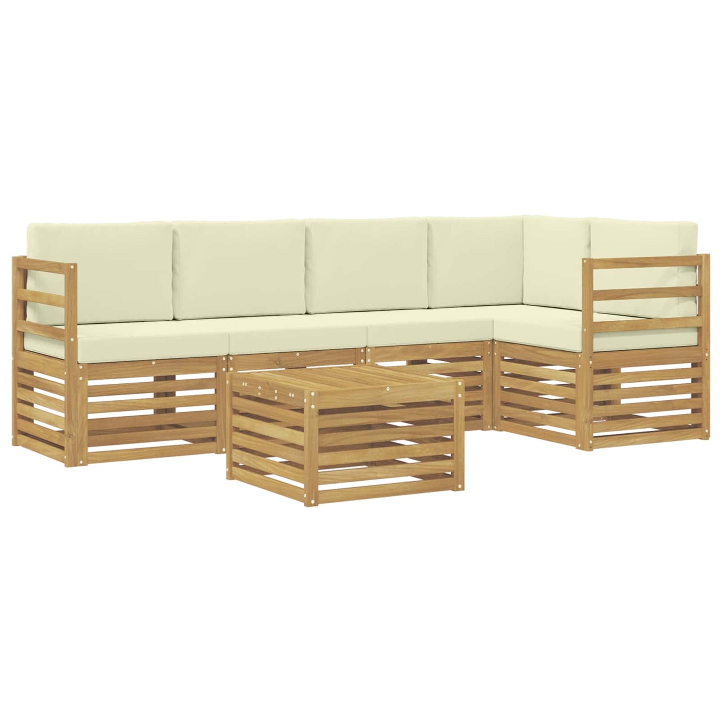 vidaXL Σαλονάκι Γωνιακού Καναπέ με μαξιλάρι 6 pcs Λευκό και Κρεμ