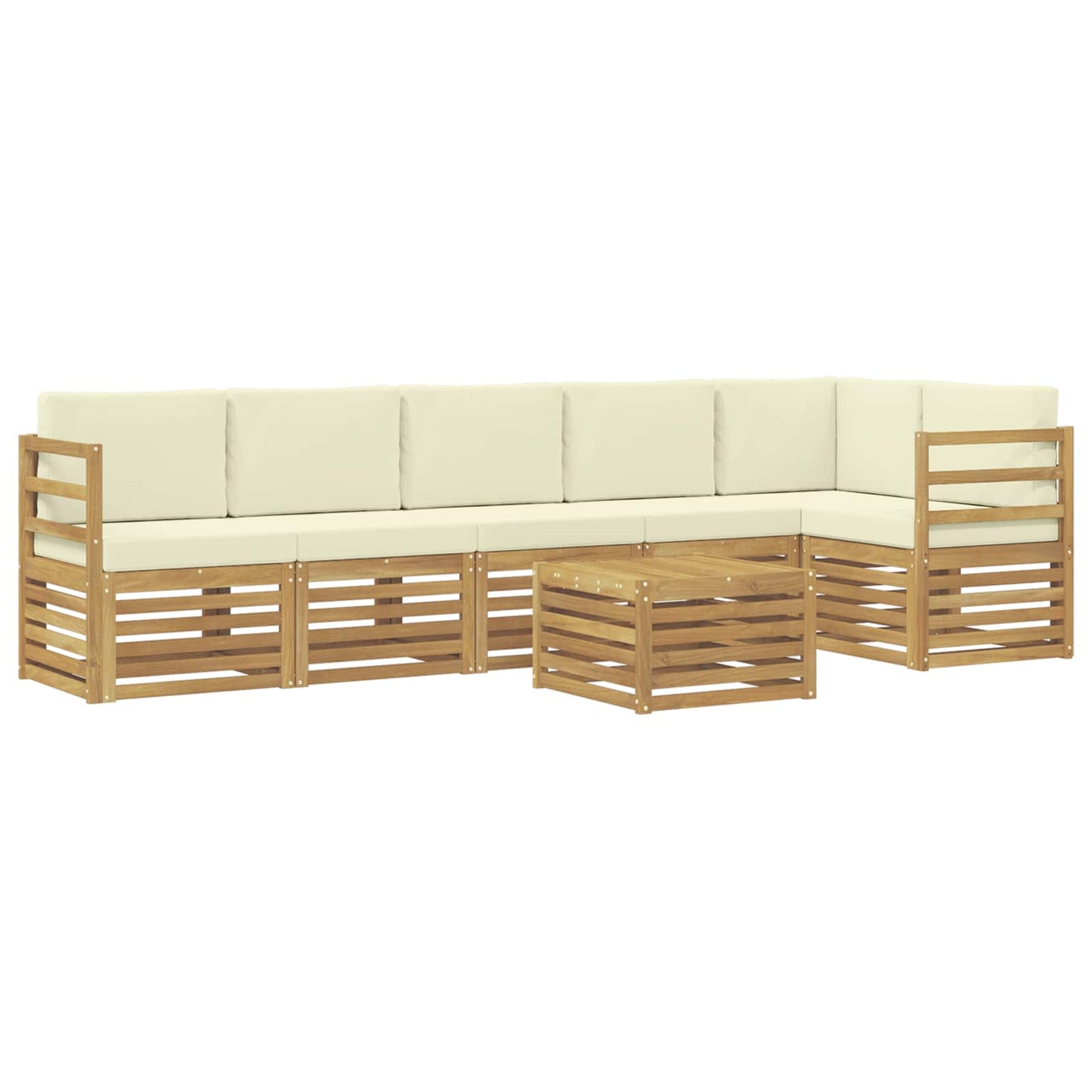 vidaXL Σειρά Καναπέ Εξωτερικού 7 pcs Λευκό και Κρεμ Πολυεστέρας