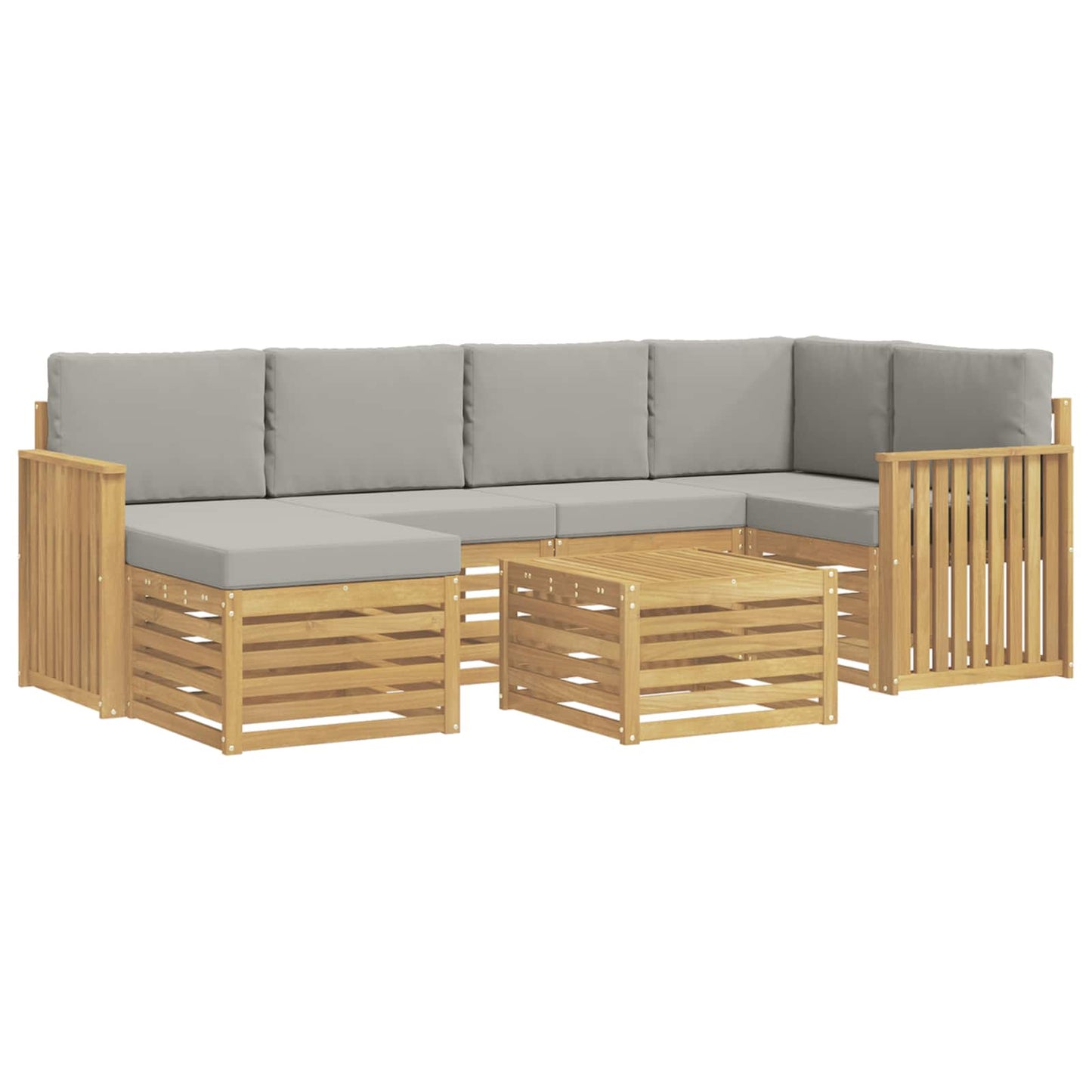 vidaXL Σειρά Καναπέ Εξωτερικού 7 pcs Λευκό και Ανοιχτό Γκρι