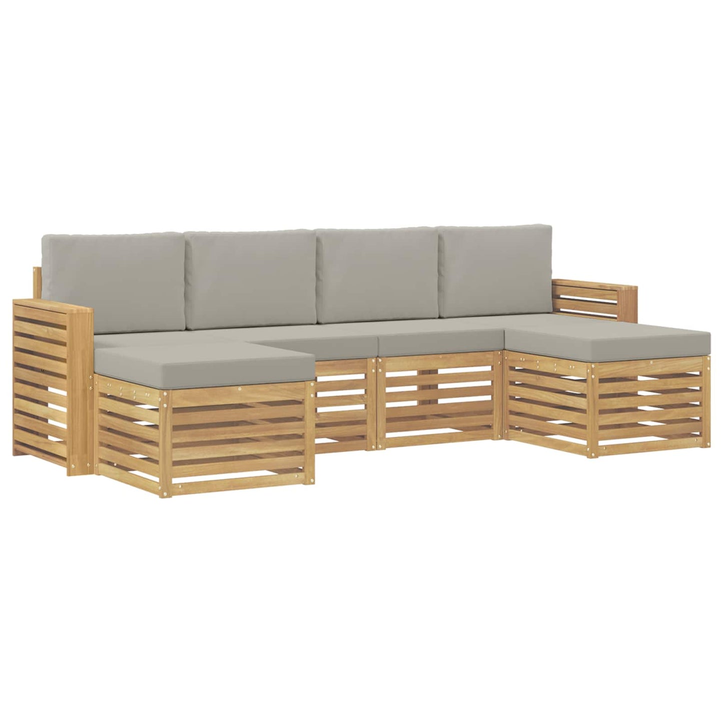 vidaXL Σειρά Καναπέ Εξωτερικού 6 τμχ. Λευκό και Ανοιχτό Γκρι