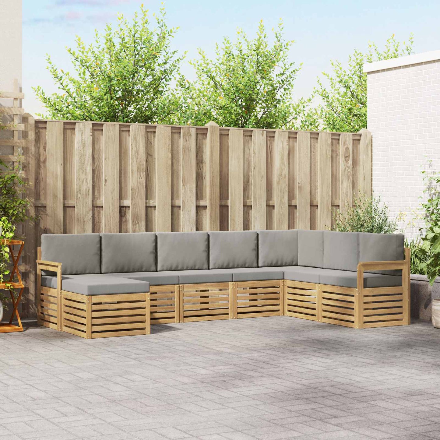 vidaXL Σειρά Καναπέ Εξωτερικού 6 pcs Λευκό και Ανοιχτό Γκρι