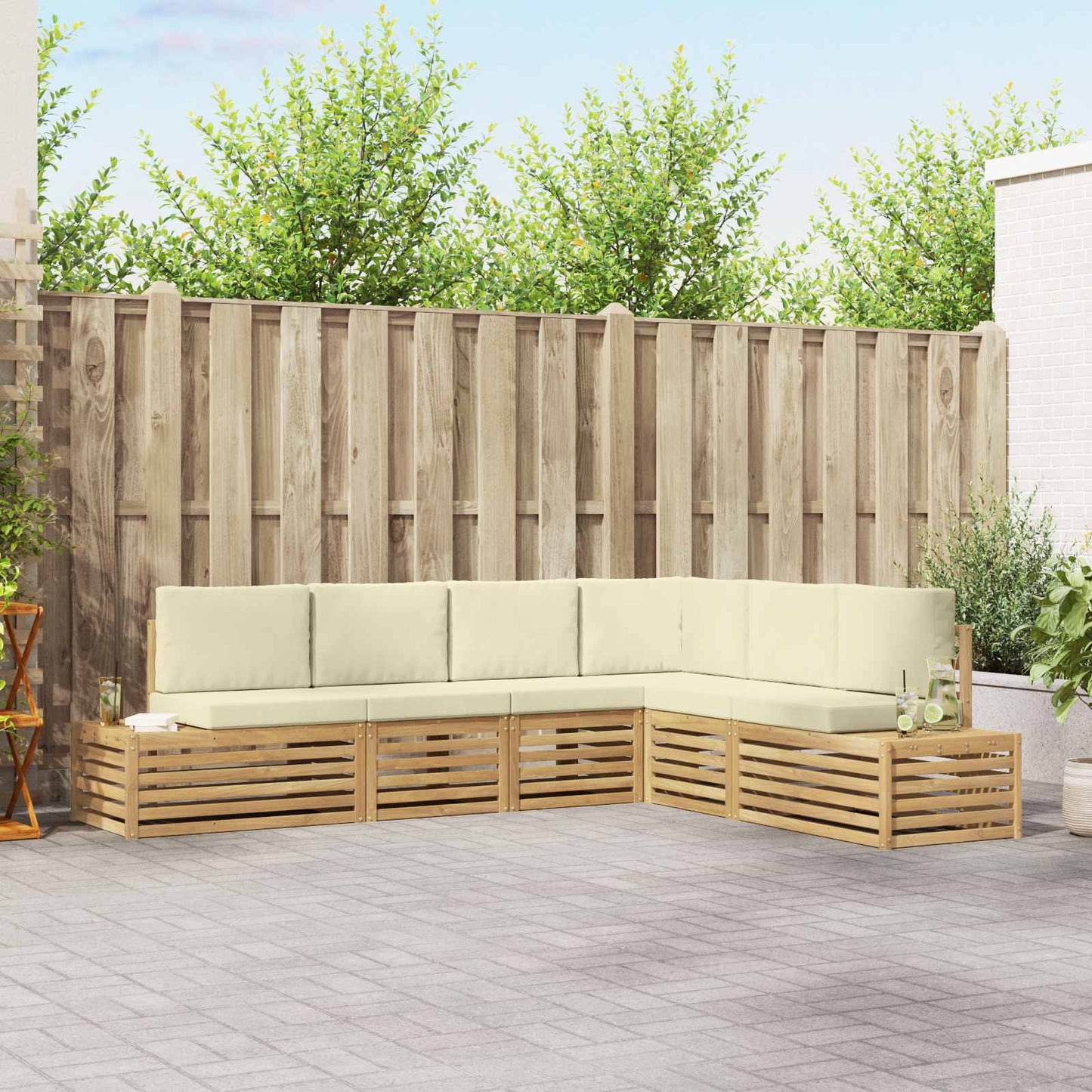vidaXL Σειρά Καναπέ Εξωτερικού Λευκό 273 x 213,5 x 73 εκ. Πολυεστέρας