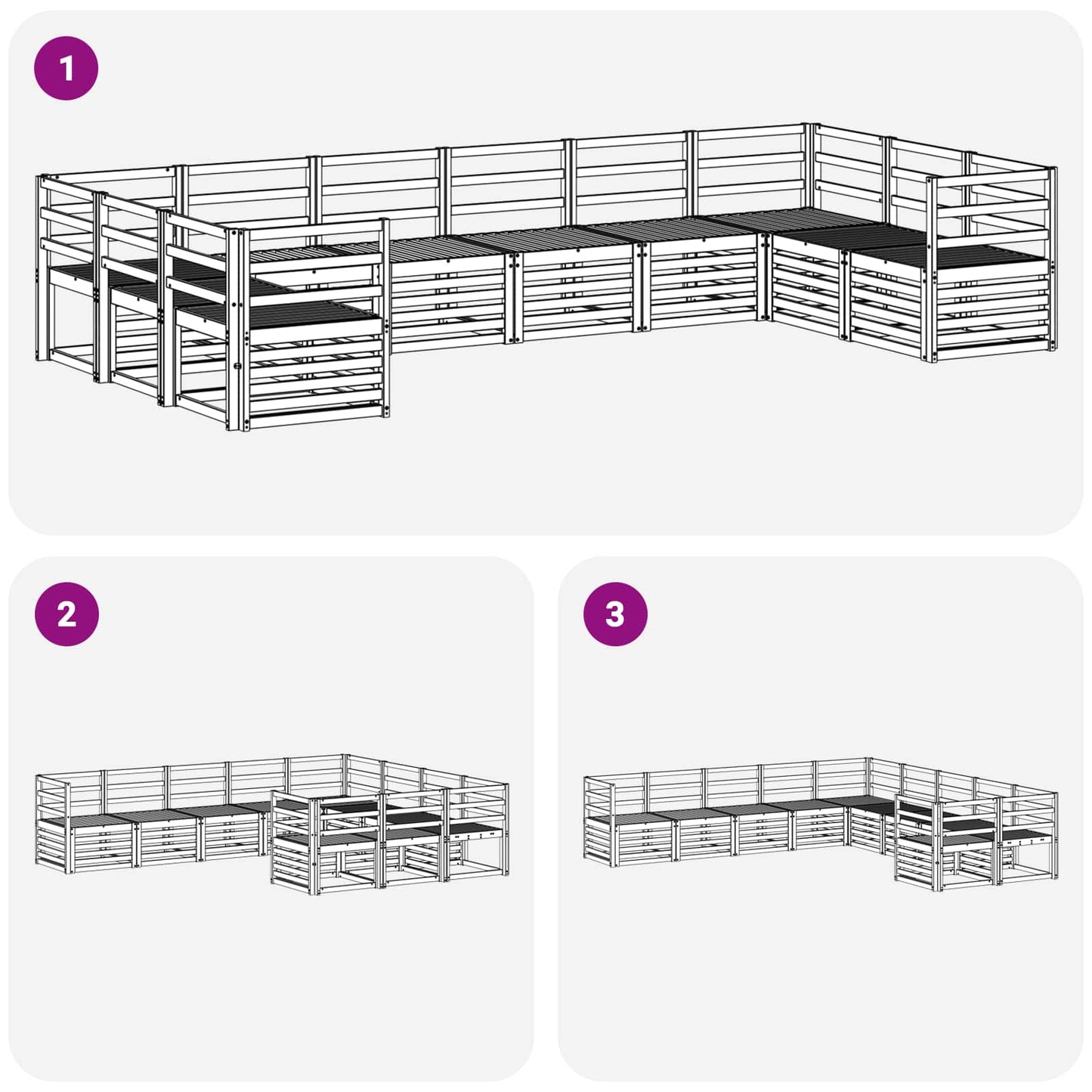 vidaXL Σειρά Καναπέ Εξωτερικού 10 pcs Λευκό 363 x 185,5 x 73 εκ.