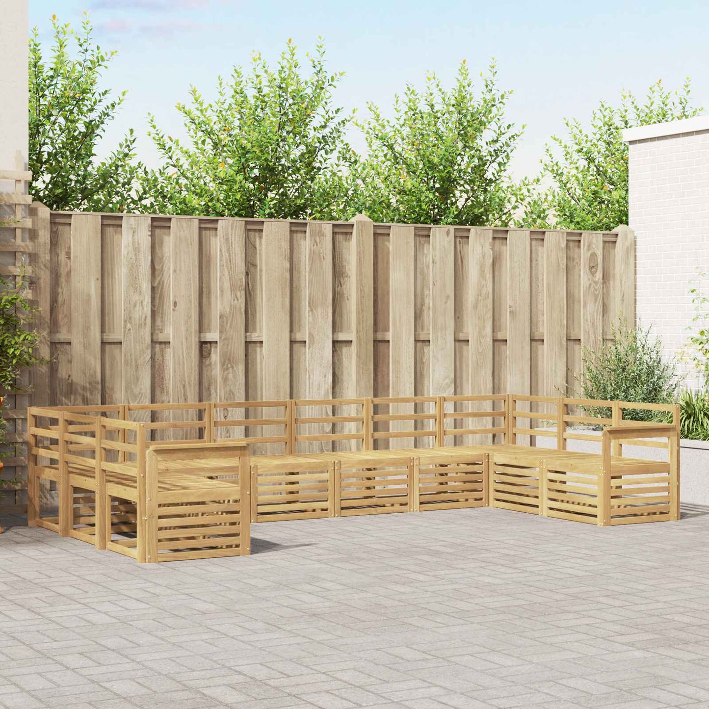 vidaXL Σειρά Καναπέ Εξωτερικού 10 pcs Λευκό 363 x 187,5 x 73 εκ.
