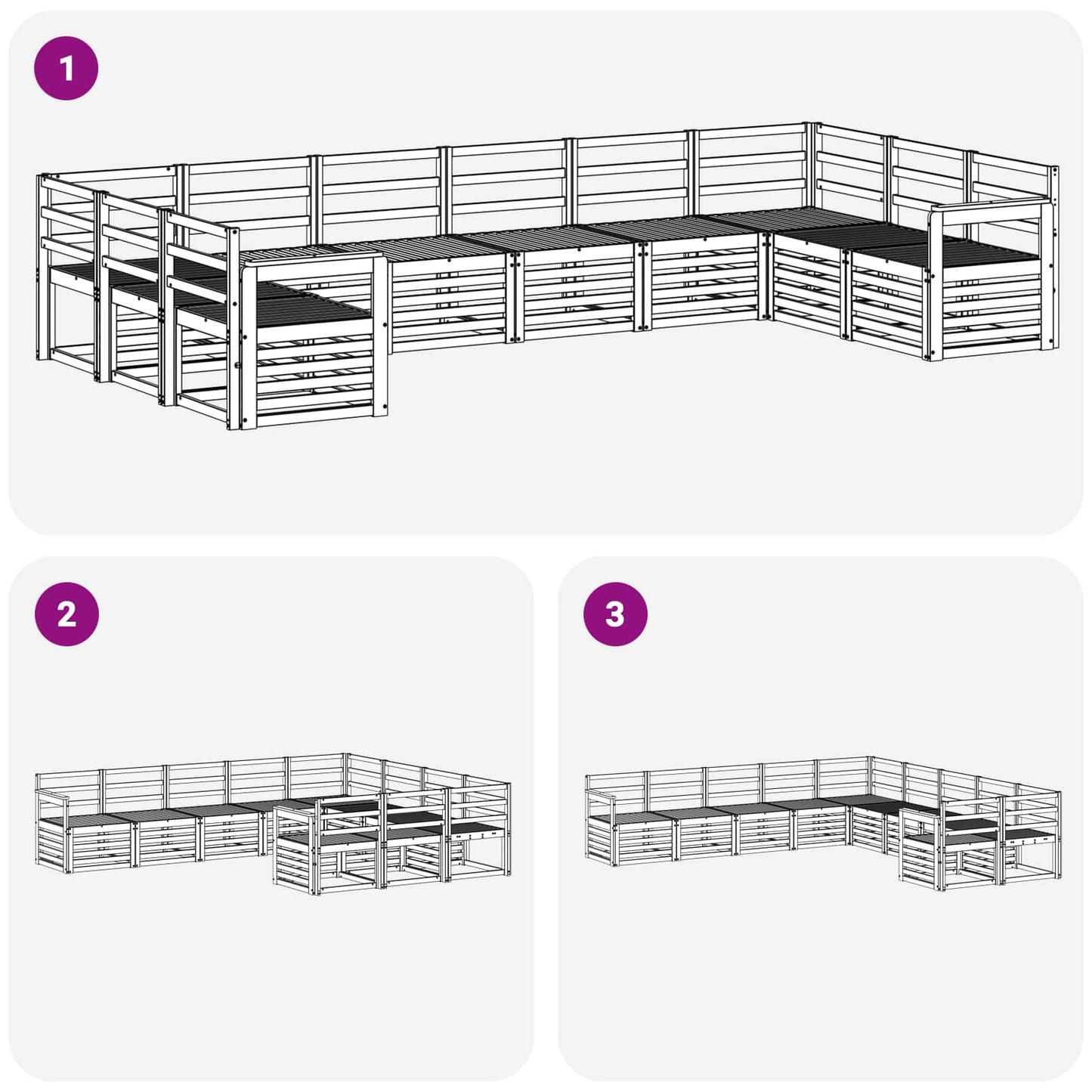 vidaXL Σειρά Καναπέ Εξωτερικού 10 pcs Λευκό 363 x 187,5 x 73 εκ.
