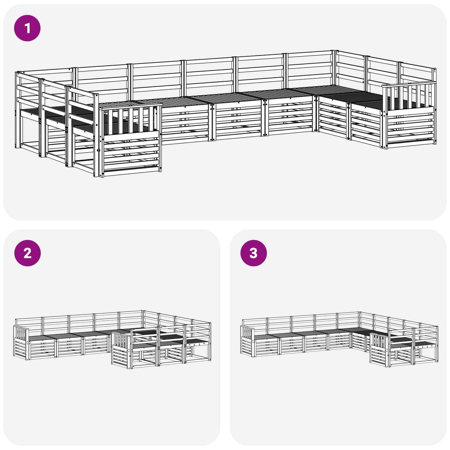 vidaXL Σειρά Καναπέ Εξωτερικού 10 pcs Λευκό 363 x 187,5 x 73 εκ.