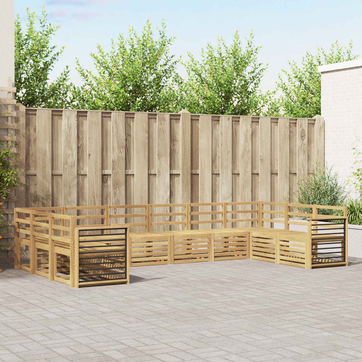 vidaXL Σειρά Καναπέ Εξωτερικού 10 pcs Λευκό 363 x 187,5 x 73 εκ.