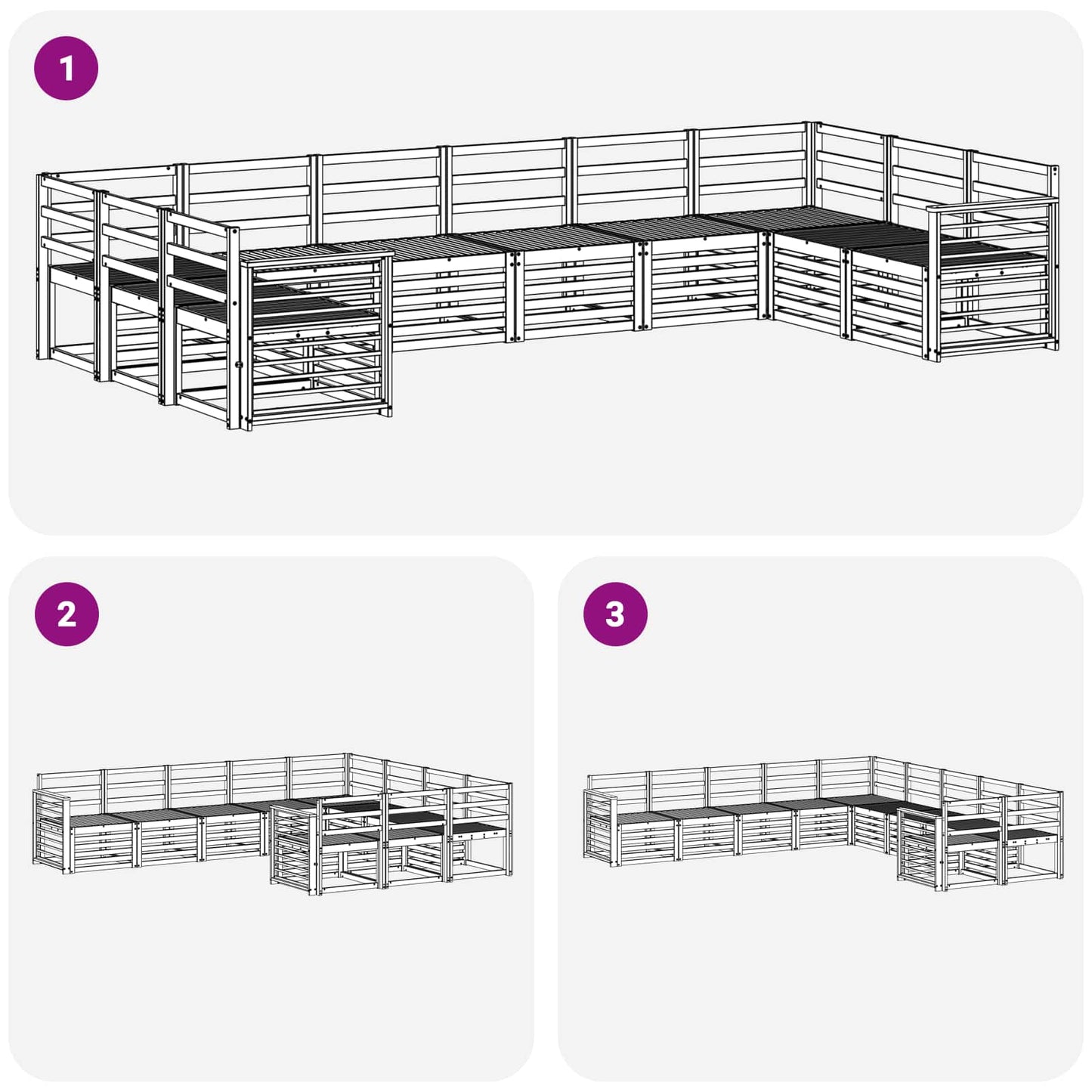 vidaXL Σειρά Καναπέ Εξωτερικού 10 pcs Λευκό 363 x 187,5 x 73 εκ.