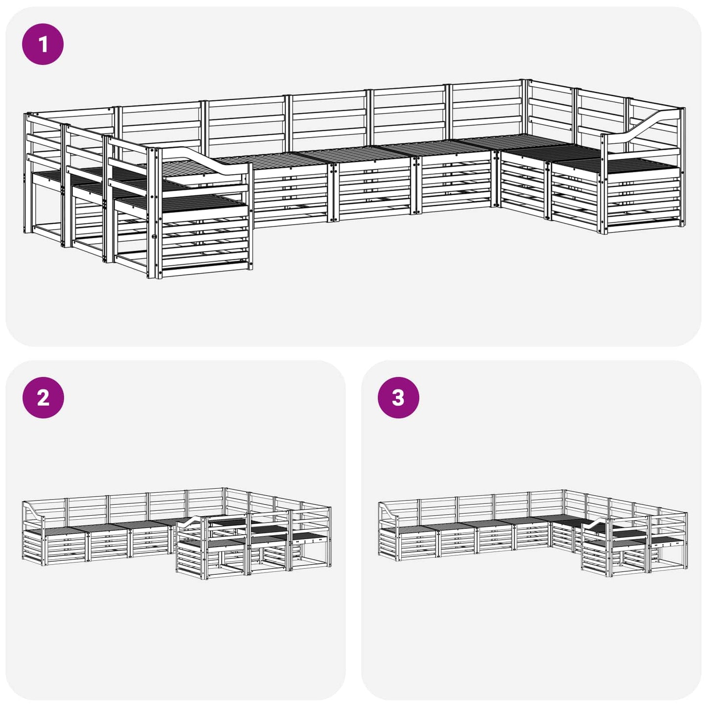 vidaXL Σειρά Καναπέ Εξωτερικού 10 pcs Λευκό 363 x 185,5 x 73 εκ.
