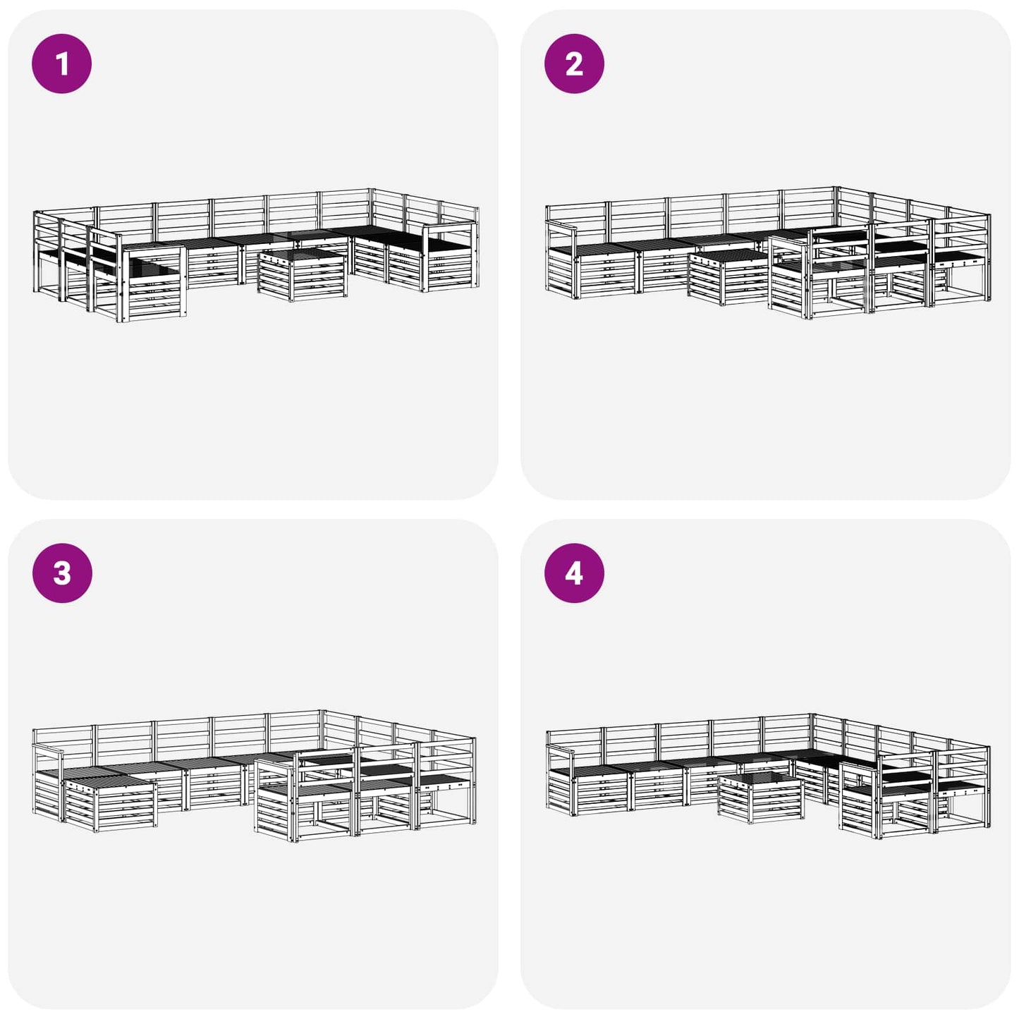 vidaXL Σειρά Καναπέ Εξωτερικού 11 pcs Λευκό 59 x 59 x 37 εκ