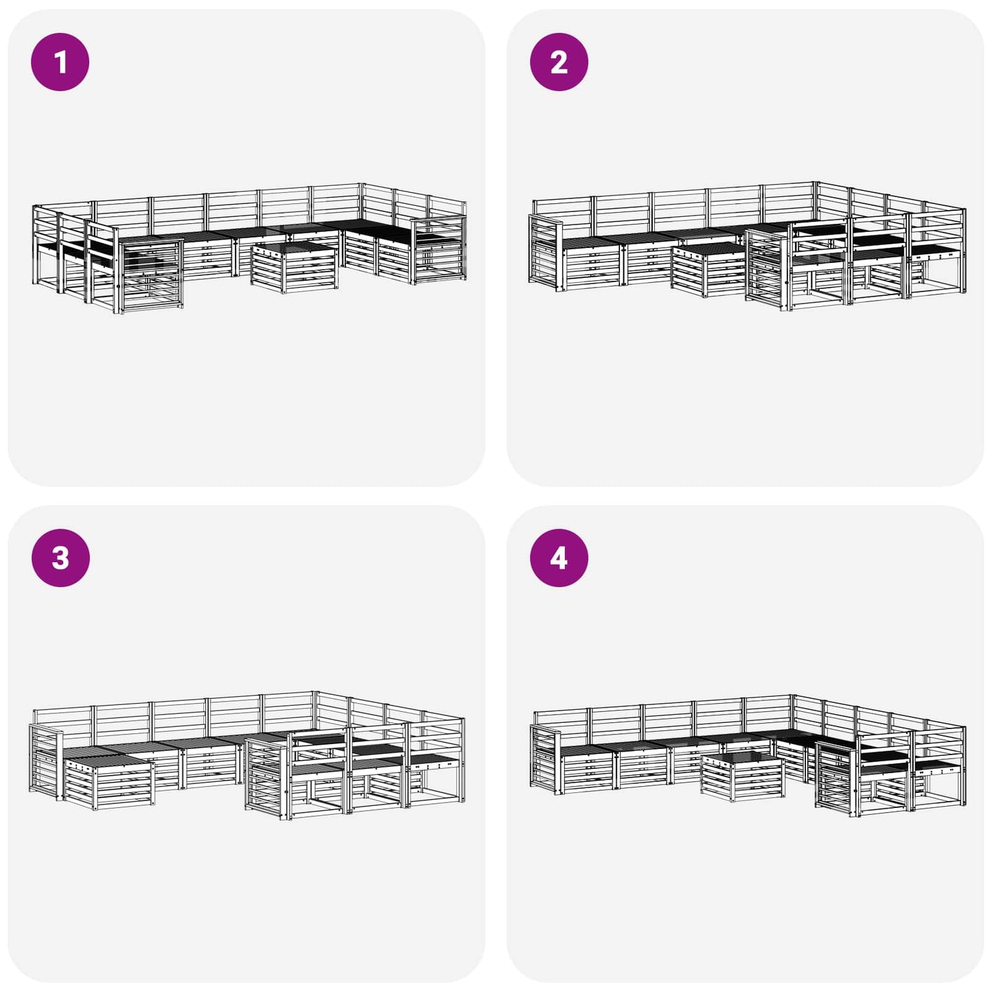 vidaXL Σειρά Καναπέ Εξωτερικού 11 pcs Λευκό 59 x 59 x 37 εκ