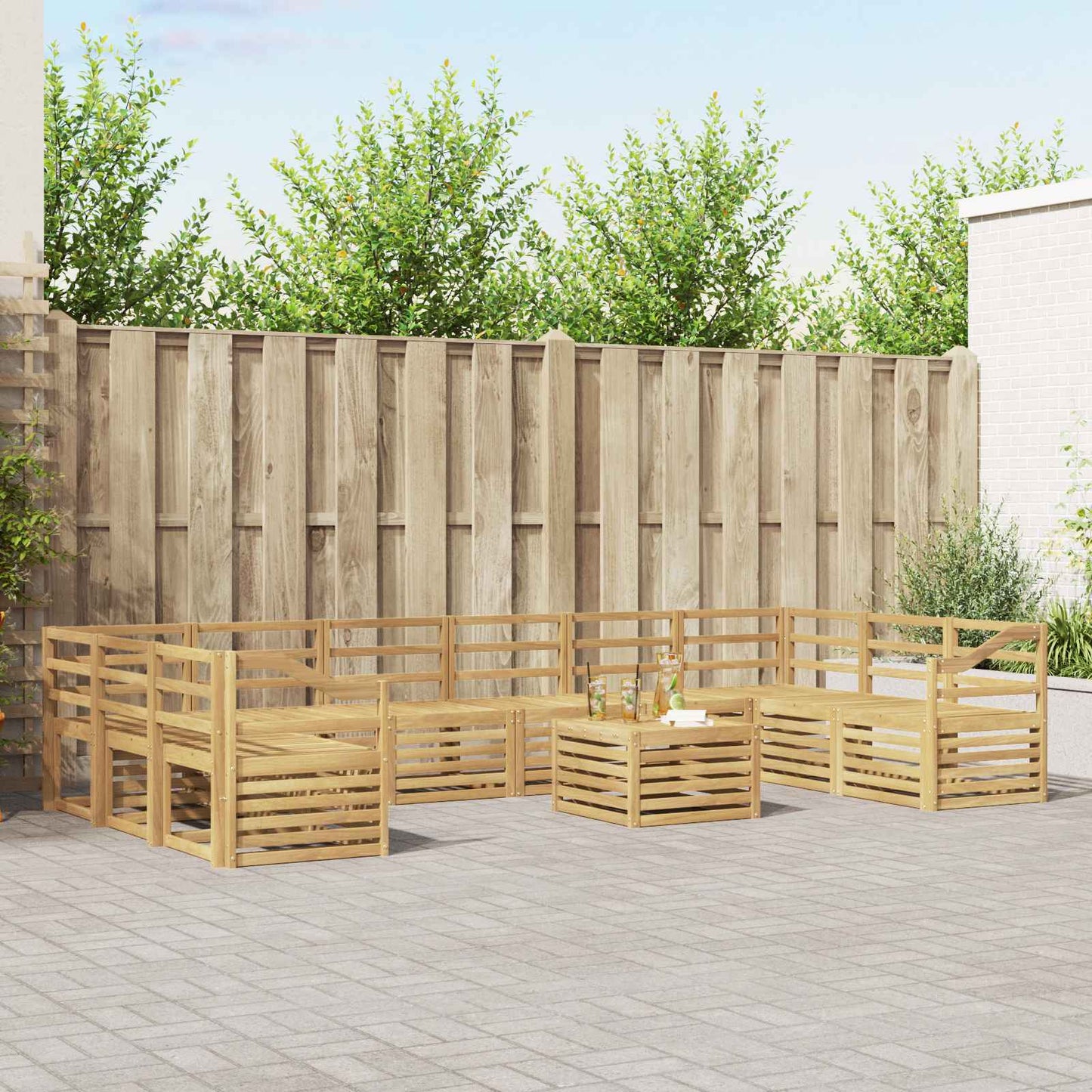 vidaXL Σειρά Καναπέ Εξωτερικού 11 pcs Λευκό 59 x 59 x 37 εκ