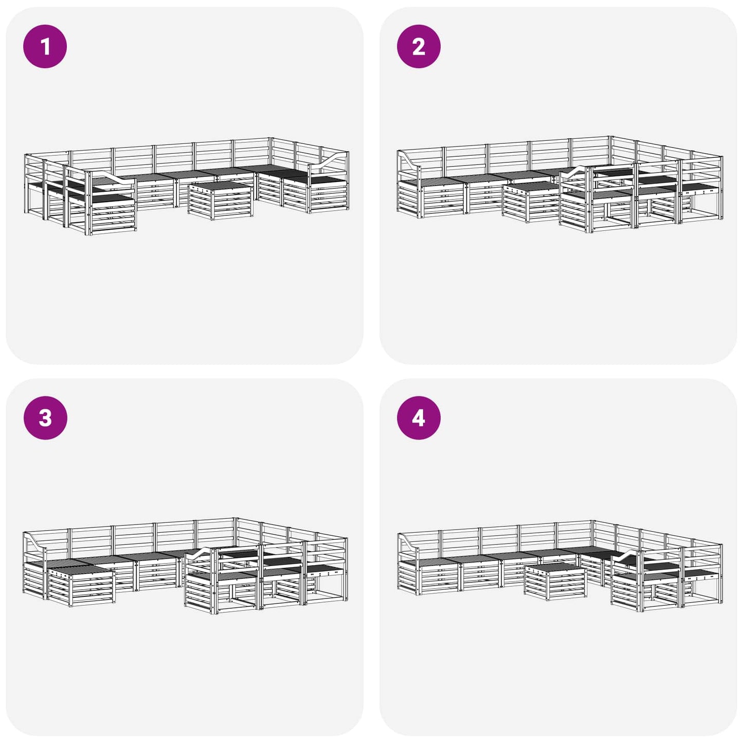 vidaXL Σειρά Καναπέ Εξωτερικού 11 pcs Λευκό 59 x 59 x 37 εκ