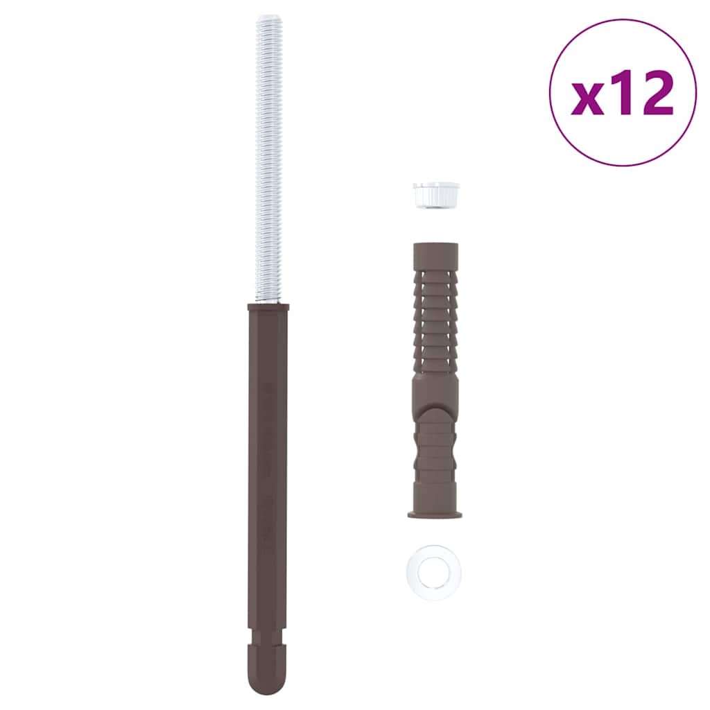 vidaXL Βραχίονες Floating Shelf 12 pcs Καφέ Ø10 x 170 mm Ατσάλι