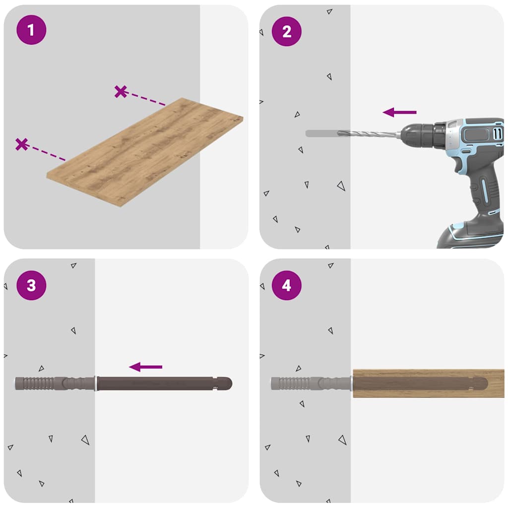 vidaXL Βραχίονες Floating Shelf 12 pcs Καφέ Ø12 x 190 mm Ατσάλι