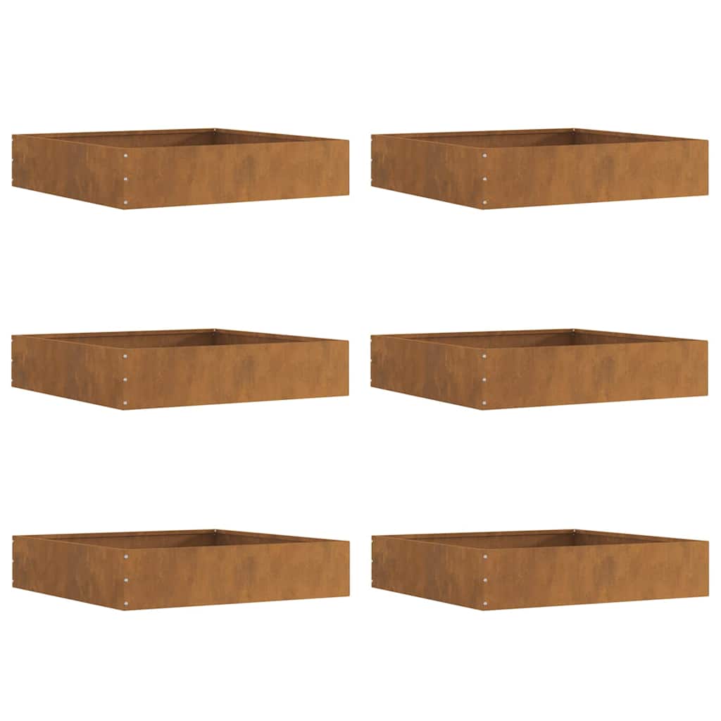 vidaXL Περίγραμμα γκαζόν 6 pcs Σκ rusty 60 x 60 x 13 εκ