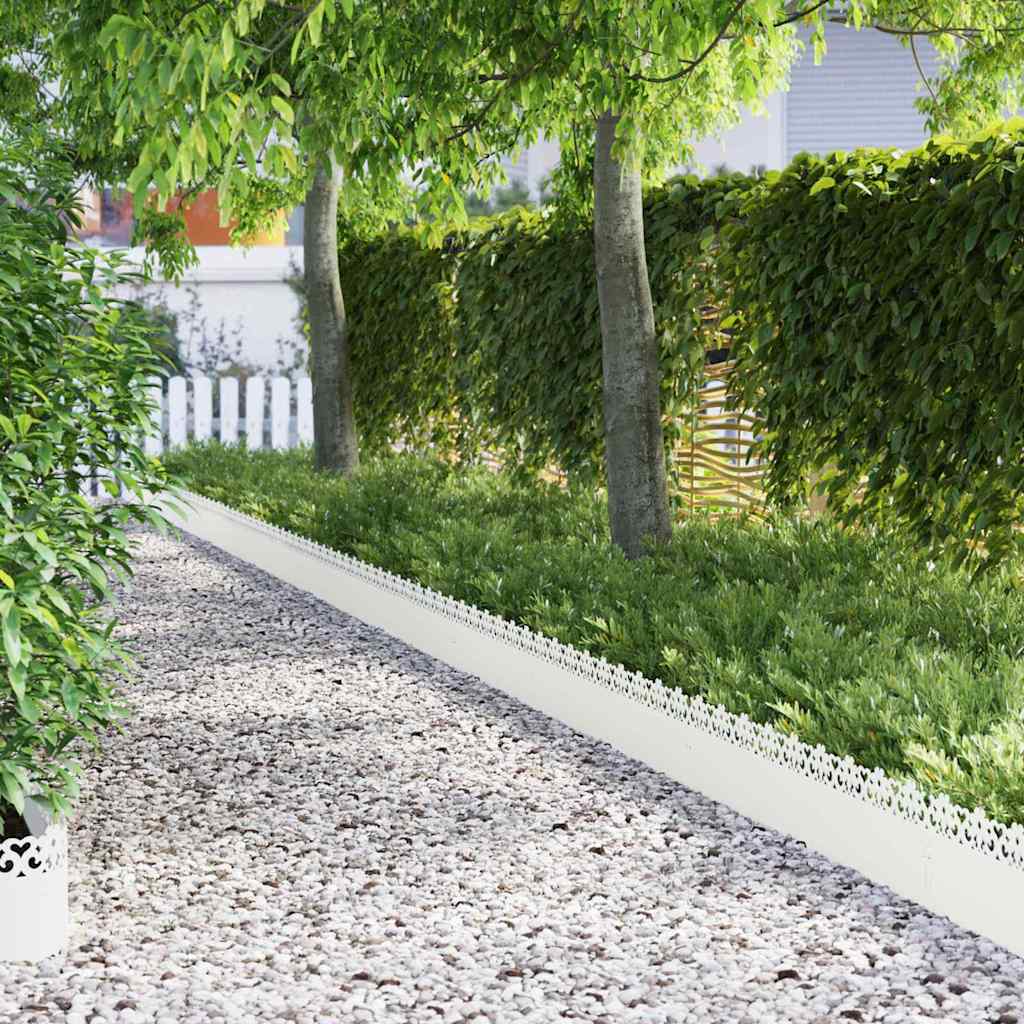 vidaXL Περιγράμματα γκαζόν 10 pcs Λευκό 103 x 0,05 x 22 εκ Ατσάλι