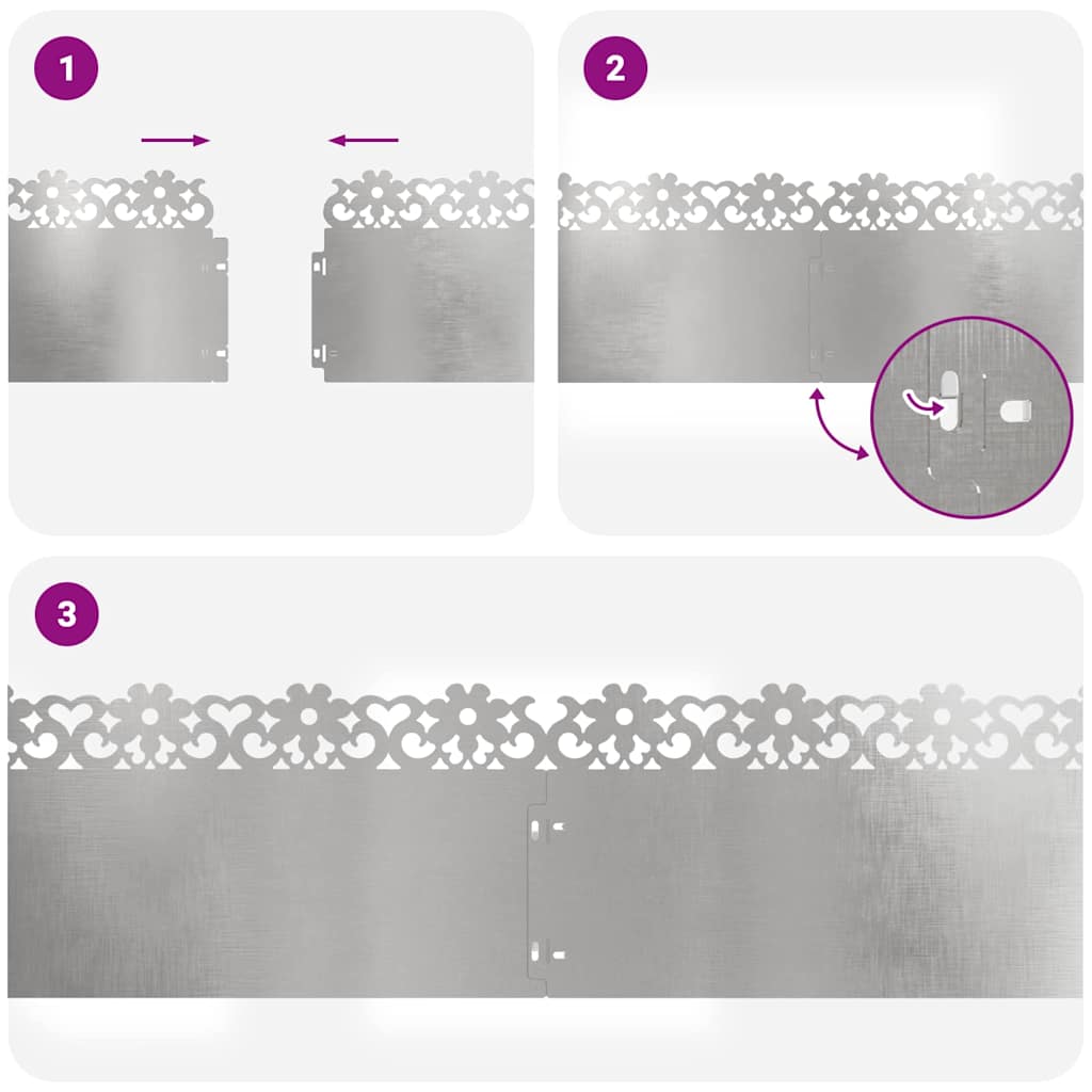 vidaXL Περιγράμματα γκαζόν 30 pcs Ασημί 103 x 0,05 x 22 εκ