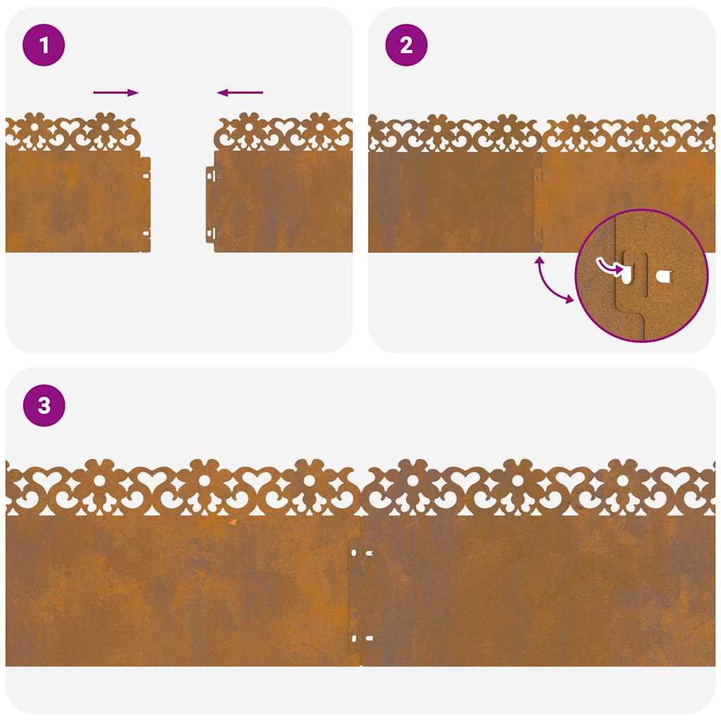 vidaXL Περιγράμματα γκαζόν 10 pcs Σκ rusty 103 x 0,05 x 22 εκ