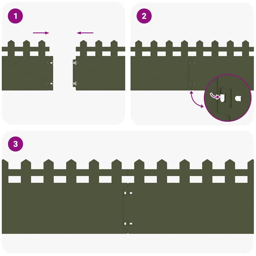 vidaXL Περιγράμματα γκαζόν 30 pcs Ελιά Πράσινη 103 x 0,05 x 22 εκ