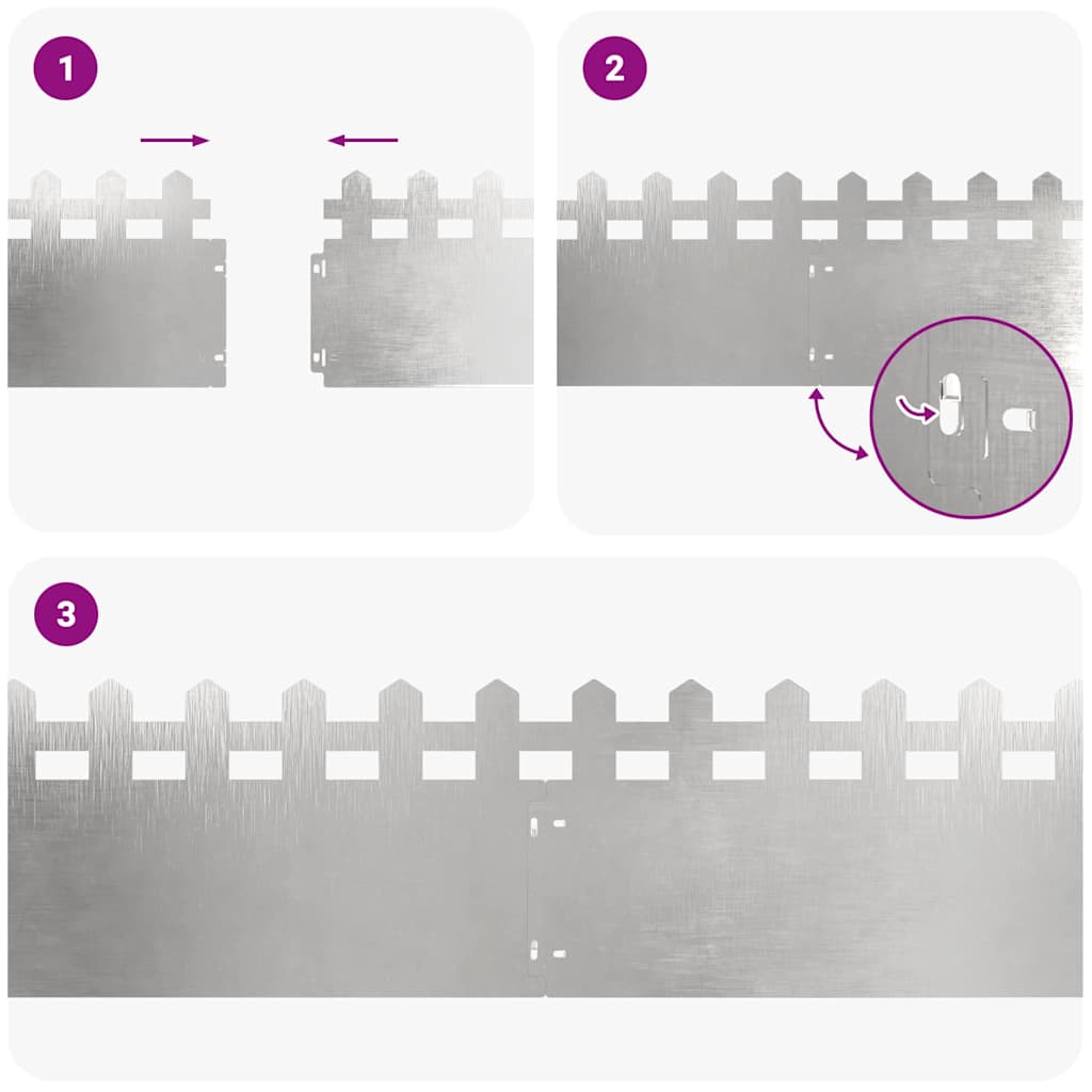 vidaXL Περιγράμματα γκαζόν 30 pcs Ασημί 103 x 0,05 x 22 εκ