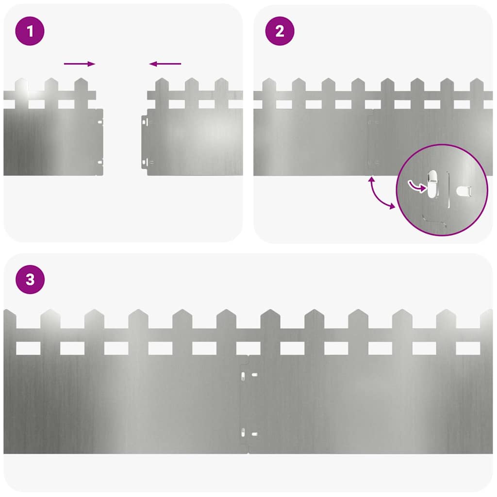 vidaXL Περιγράμματα γκαζόν 30 pcs Ασημί 103 x 0,05 x 22 εκ