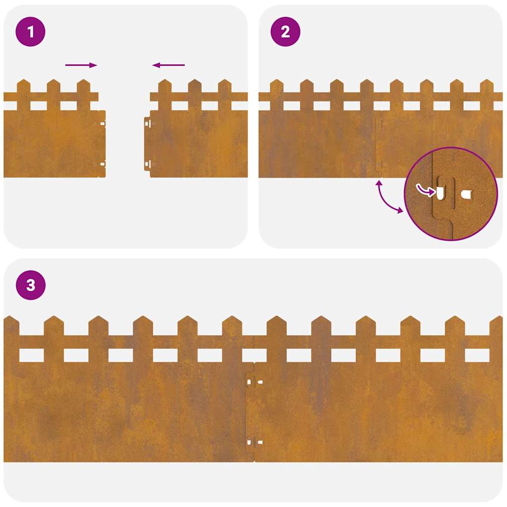 vidaXL Περιγράμματα γκαζόν 10 pcs Σκ rusty 103 x 0,05 x 22 εκ