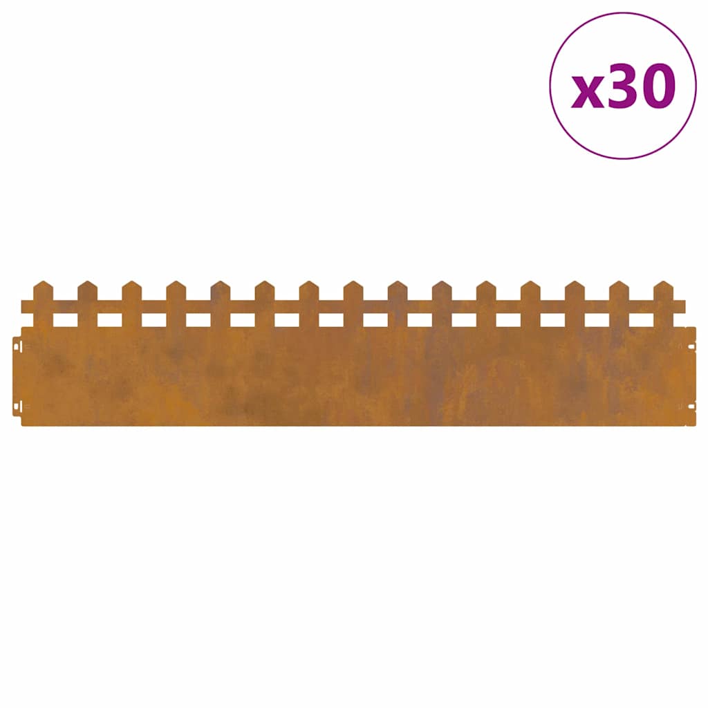vidaXL Περιγράμματα γκαζόν 30 pcs Σκ rusty 103 x 0,05 x 22 εκ