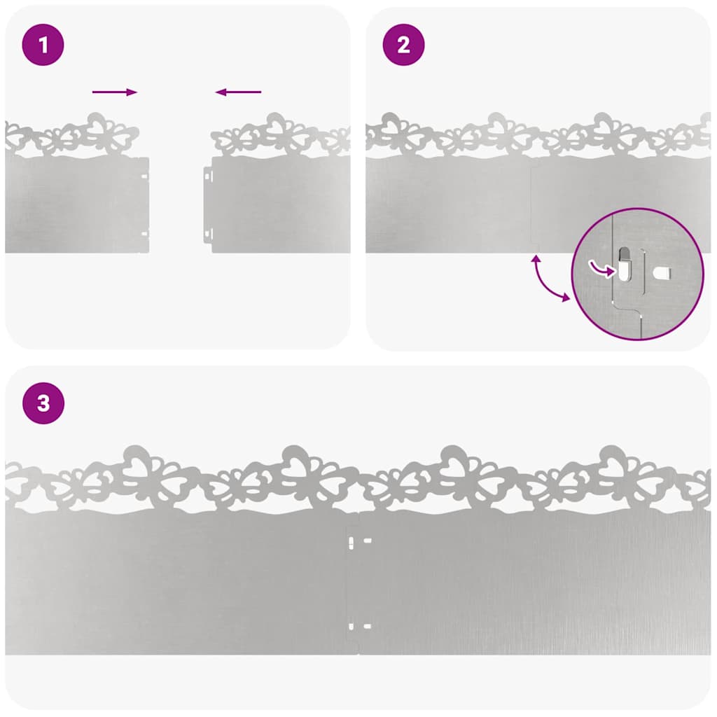 vidaXL Περιγράμματα γκαζόν 10 pcs Ασημί 103 x 0,05 x 22 εκ