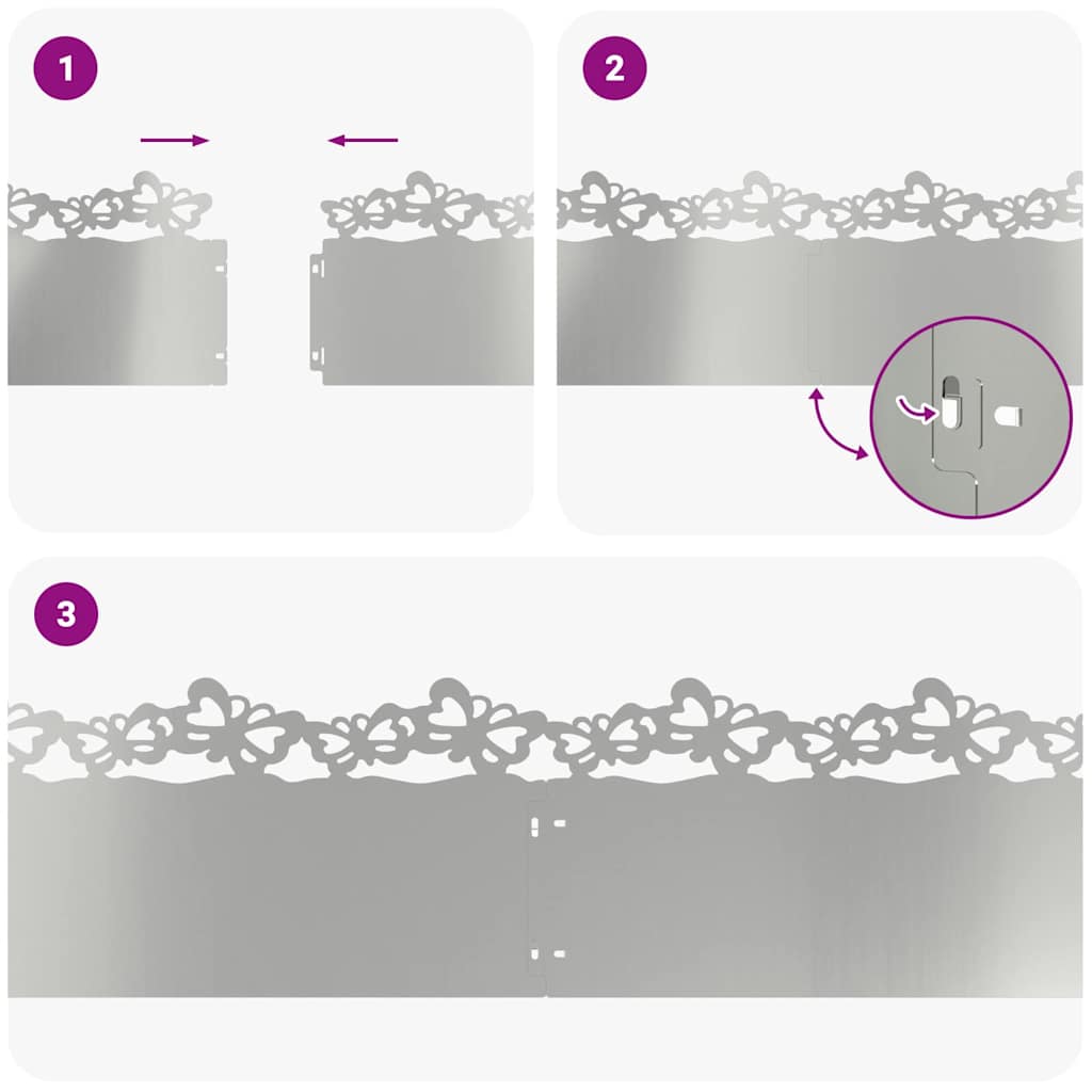 vidaXL Περιγράμματα γκαζόν 10 pcs Ασημί 103 x 0,05 x 22 εκ