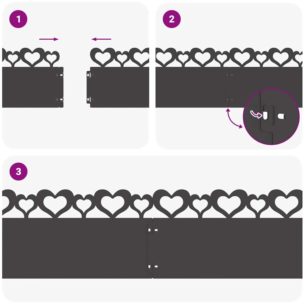 vidaXL Περιγράμματα γκαζόν 20 pcs Μαύρο 103 x 0,05 x 22 εκ Ατσάλι