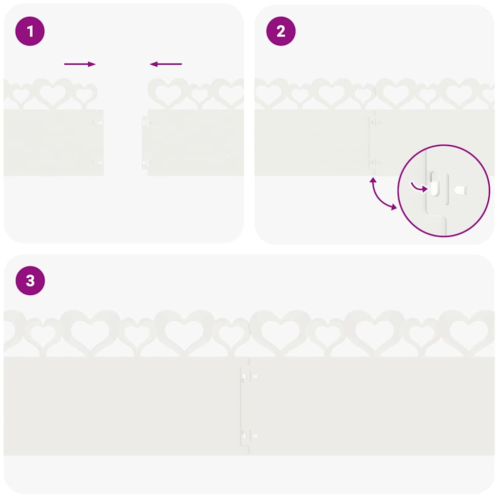 vidaXL Περιγράμματα γκαζόν 30 pcs Λευκό 103 x 0,05 x 22 εκ Ατσάλι