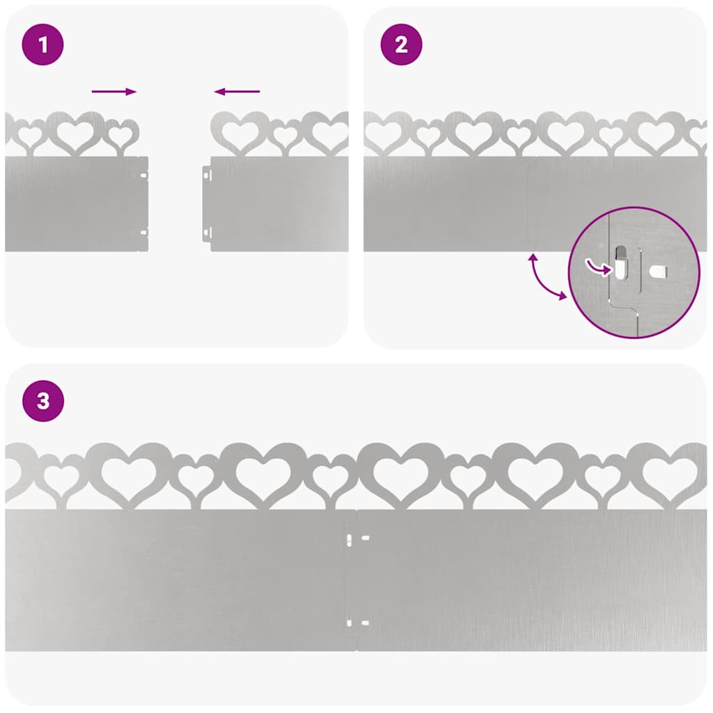 vidaXL Περιγράμματα γκαζόν 30 pcs Ασημί 103 x 0,05 x 22 εκ